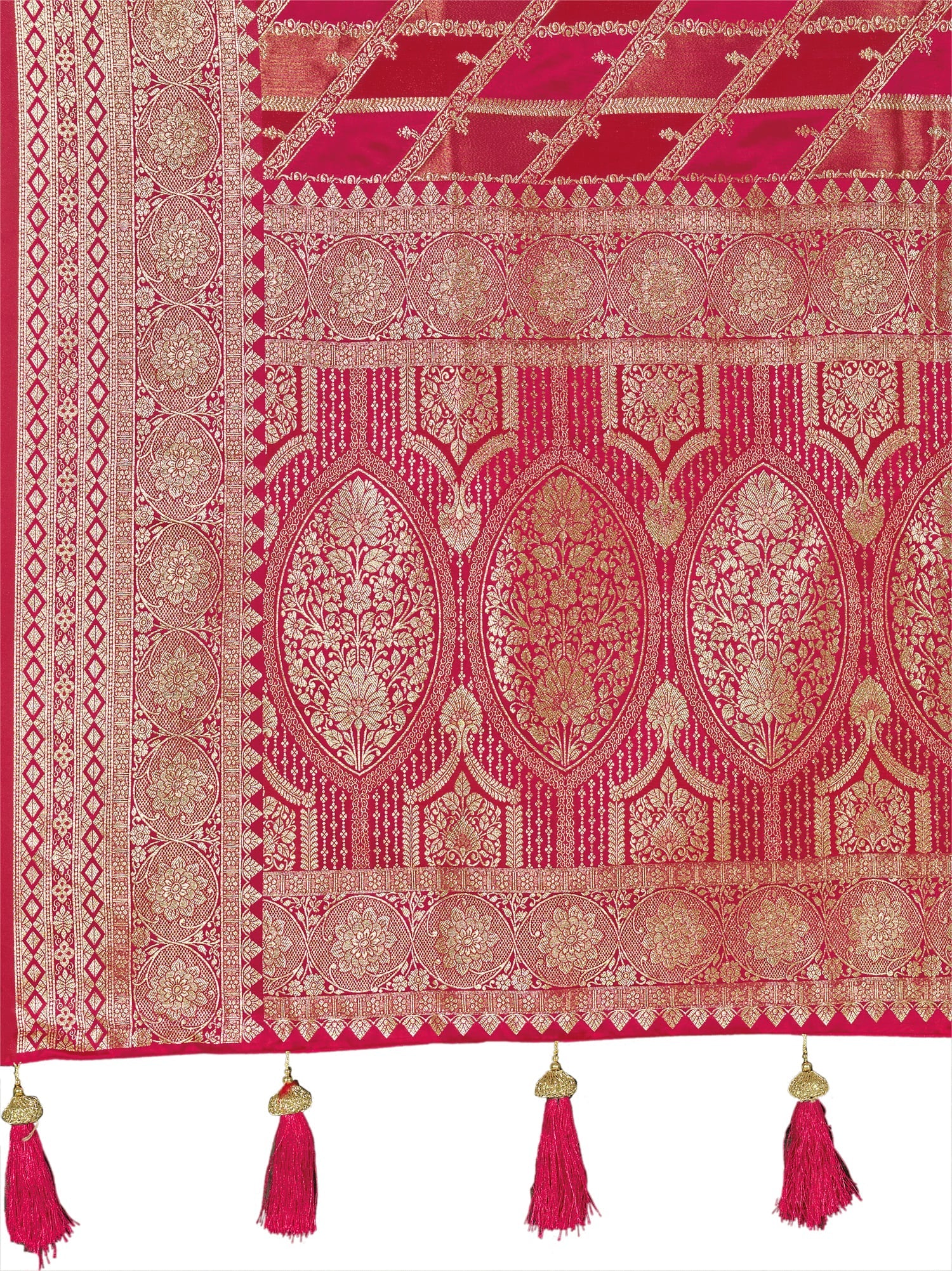 MANOHARI Banarasi Silk Blend Jacquard Work Saree - Pink