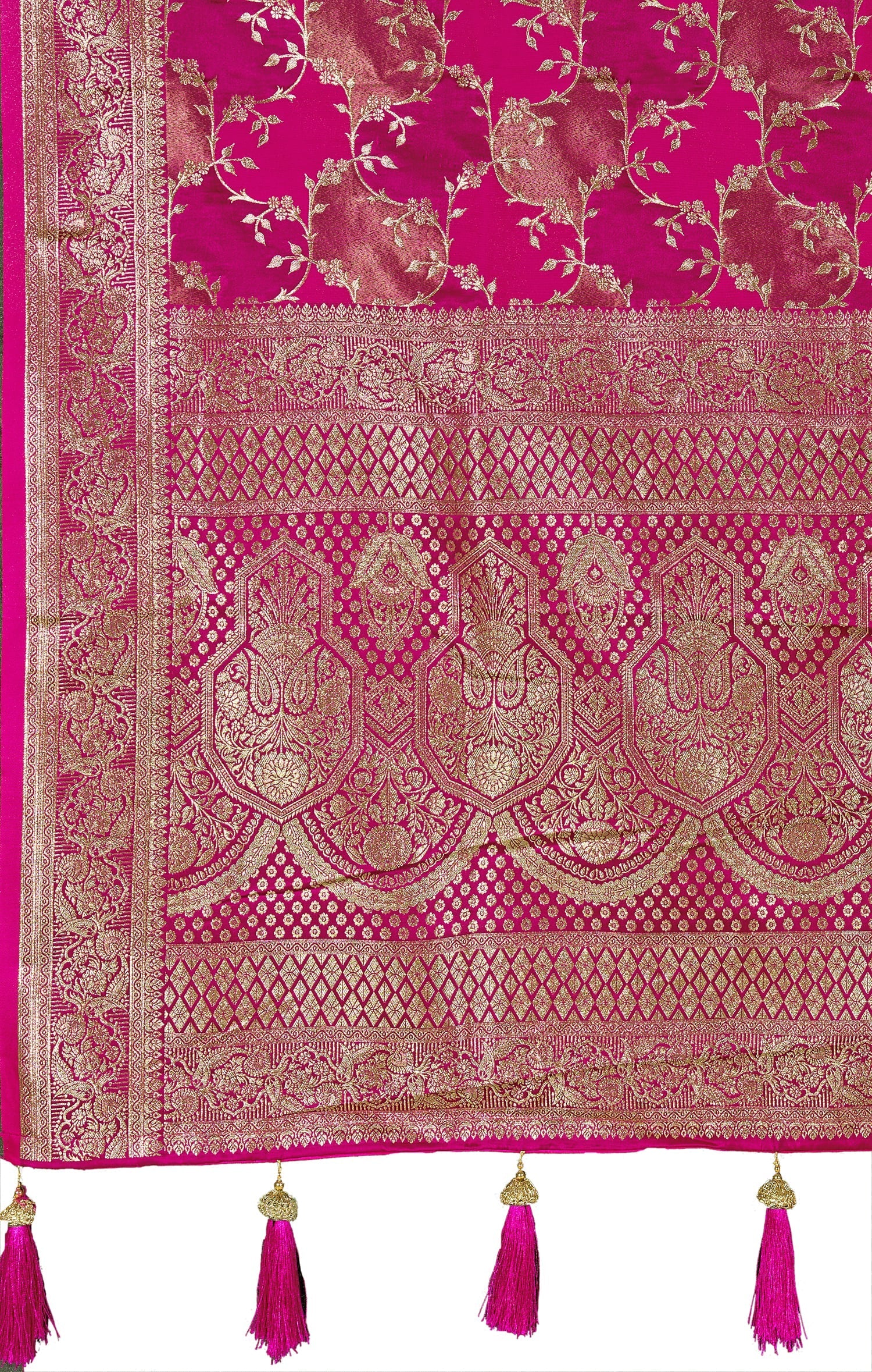 MANOHARI Banarasi Silk Blend Jacquard Work Saree - Pink
