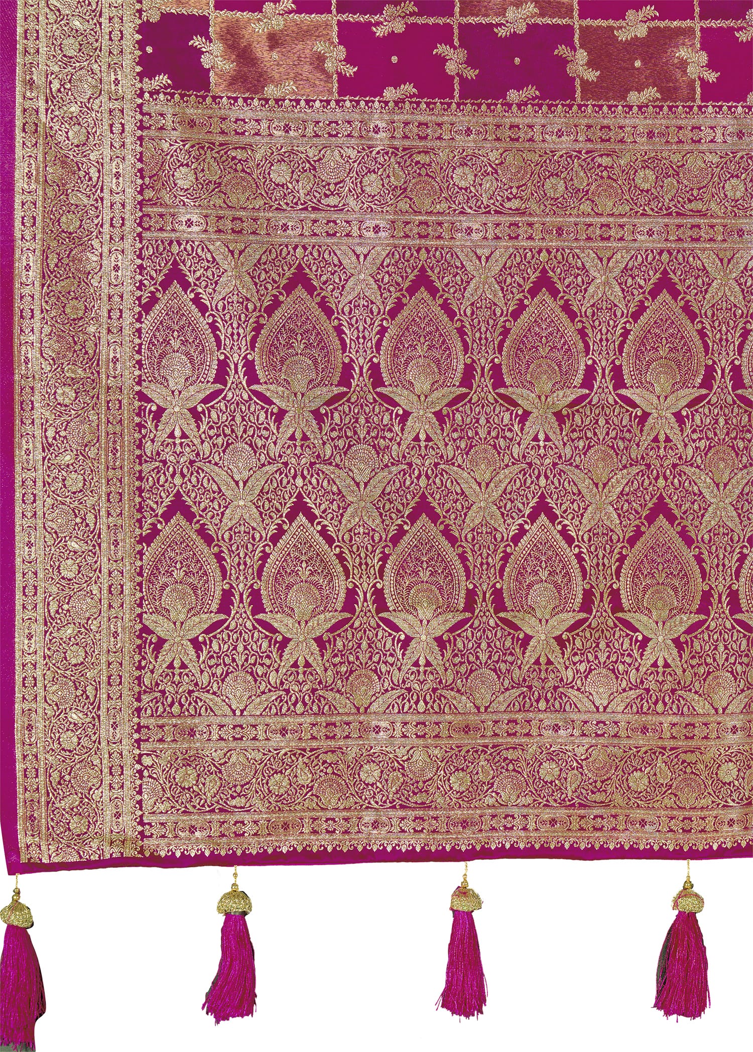 MANOHARI Banarasi Silk Blend Jacquard Work Saree - Pink