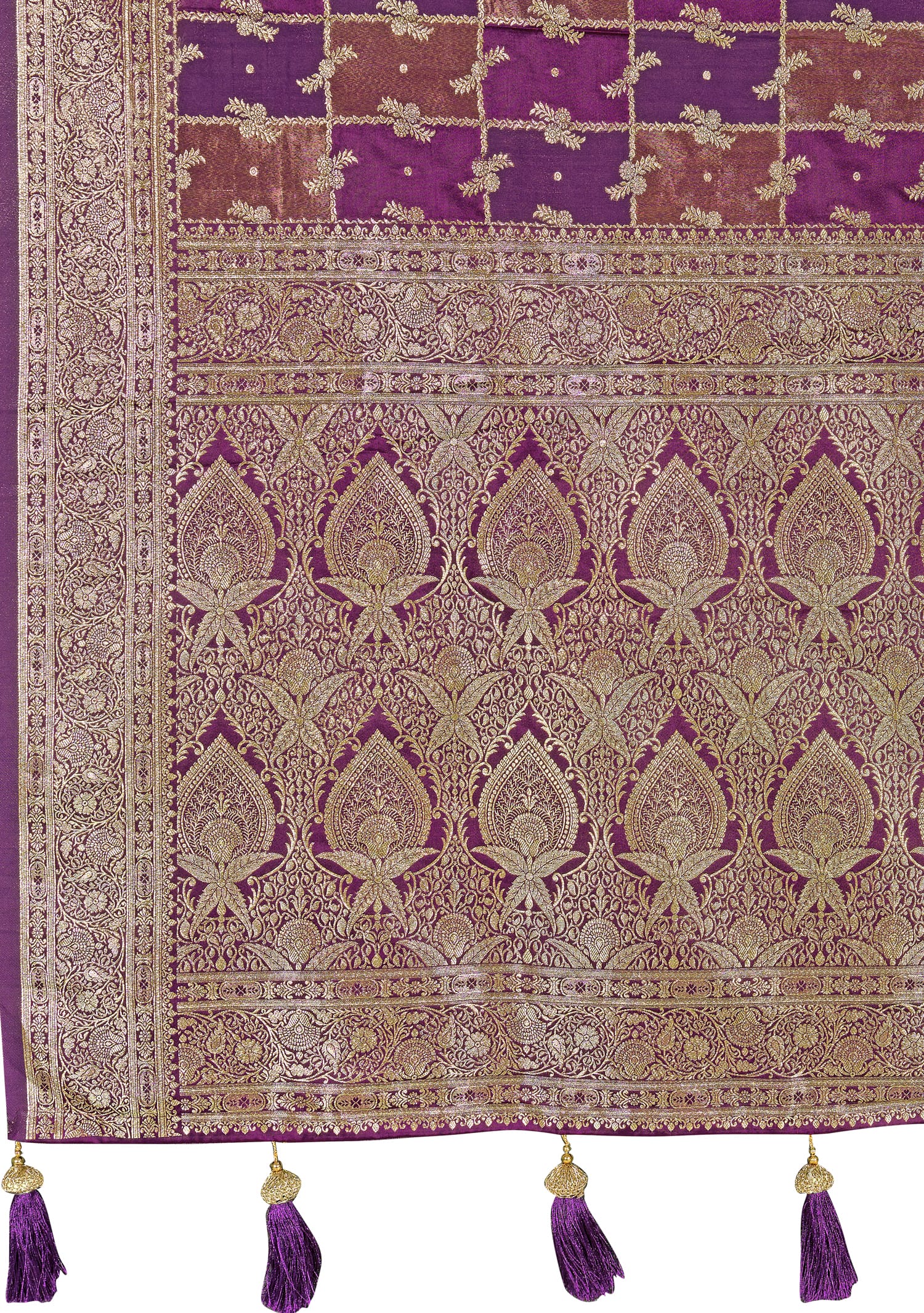 MANOHARI Banarasi Silk Blend Jacquard Work Saree - Purple