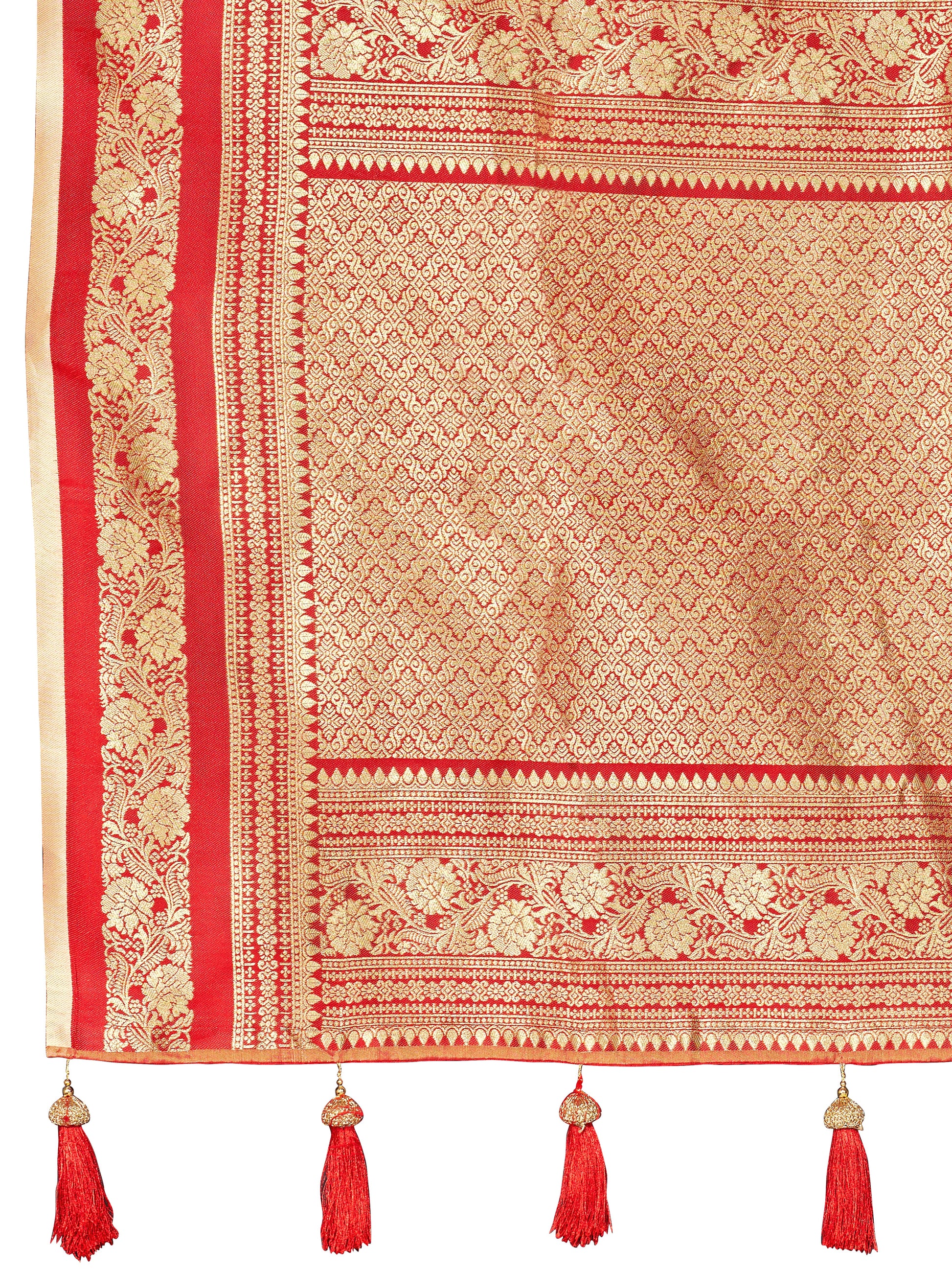 MANOHARI Banarasi Silk Blend Jacquard Work Saree - Beige