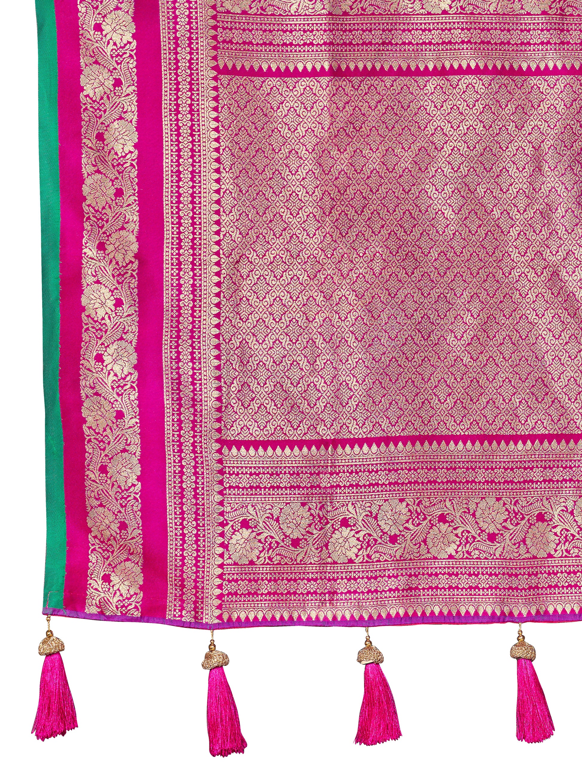 MANOHARI Banarasi Silk Blend Jacquard Work Saree - Blue