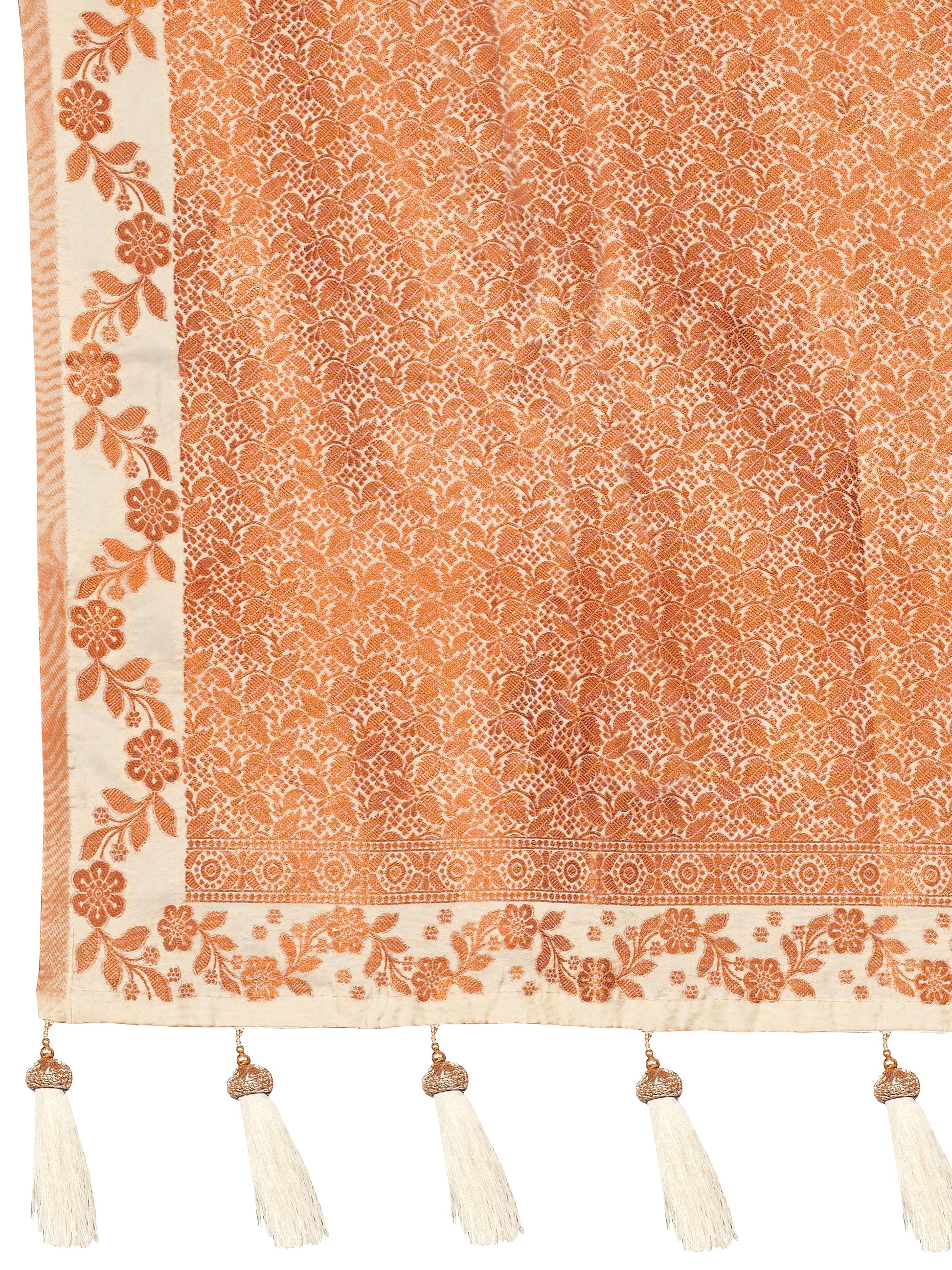 MANOHARI Banarasi Silk Blend Jacquard Work Saree - Beige