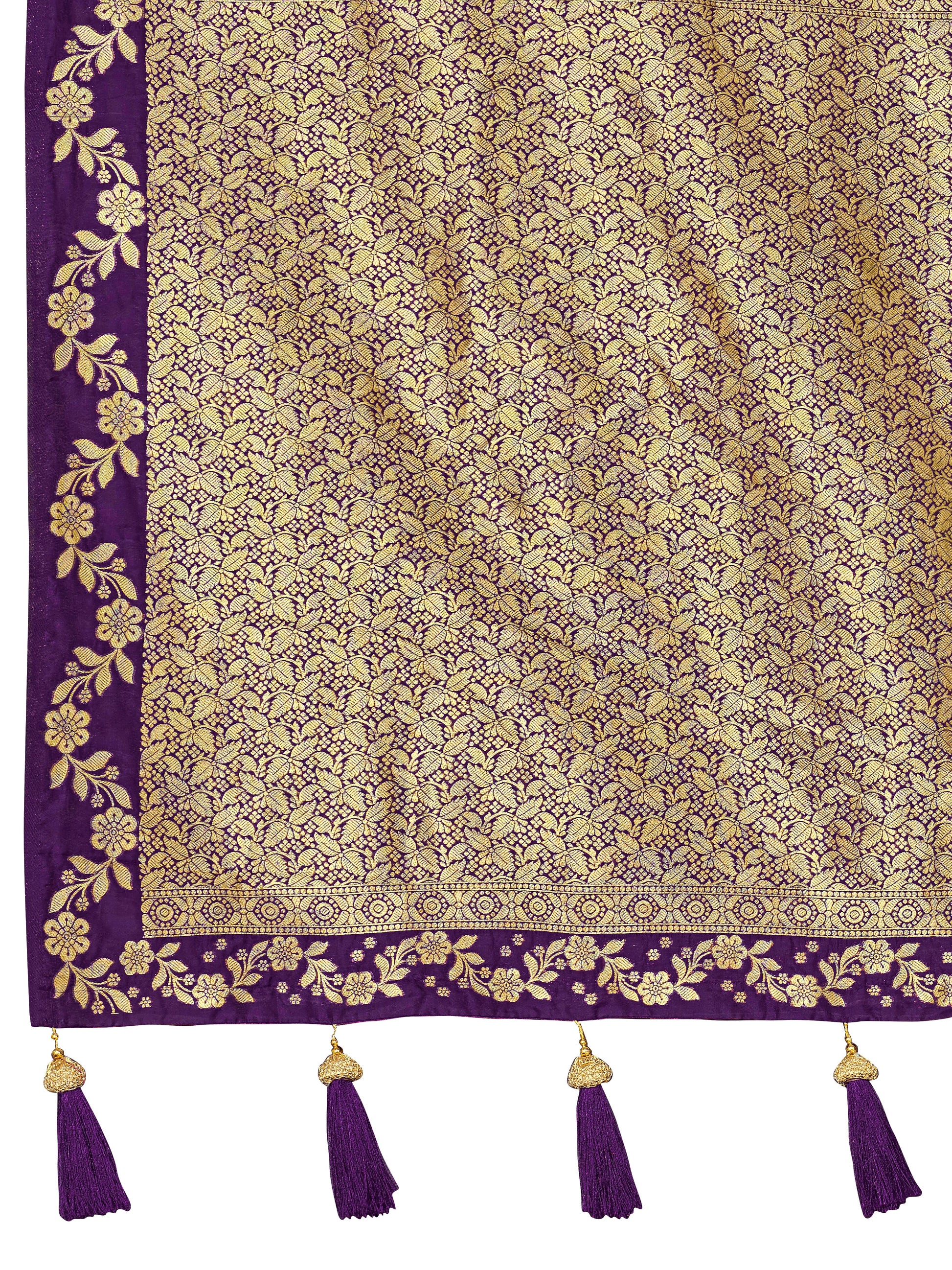 MANOHARI Banarasi Silk Blend Jacquard Work Saree - Purple