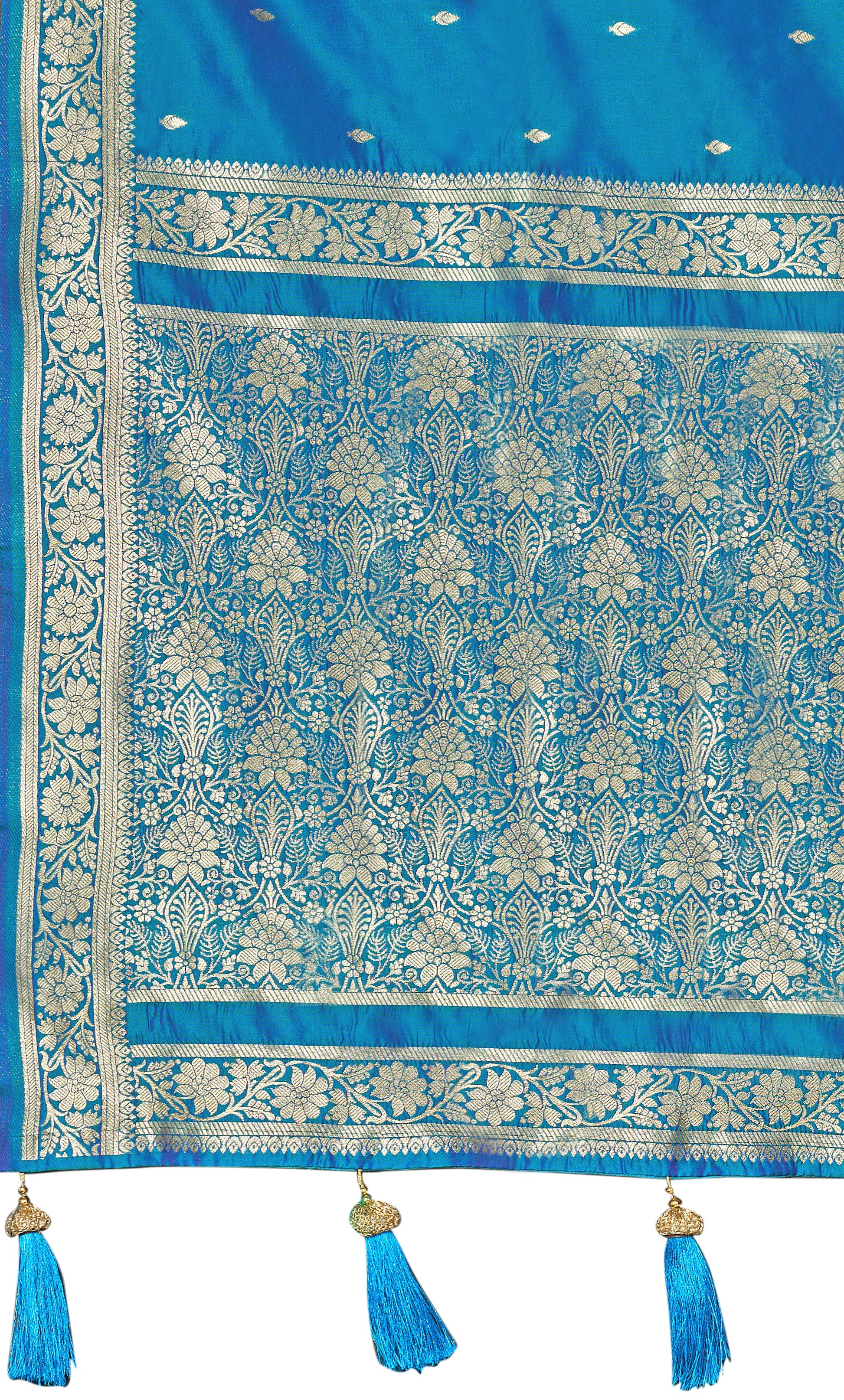 MANOHARI Banarasi Silk Blend Jacquard Work Saree - Blue