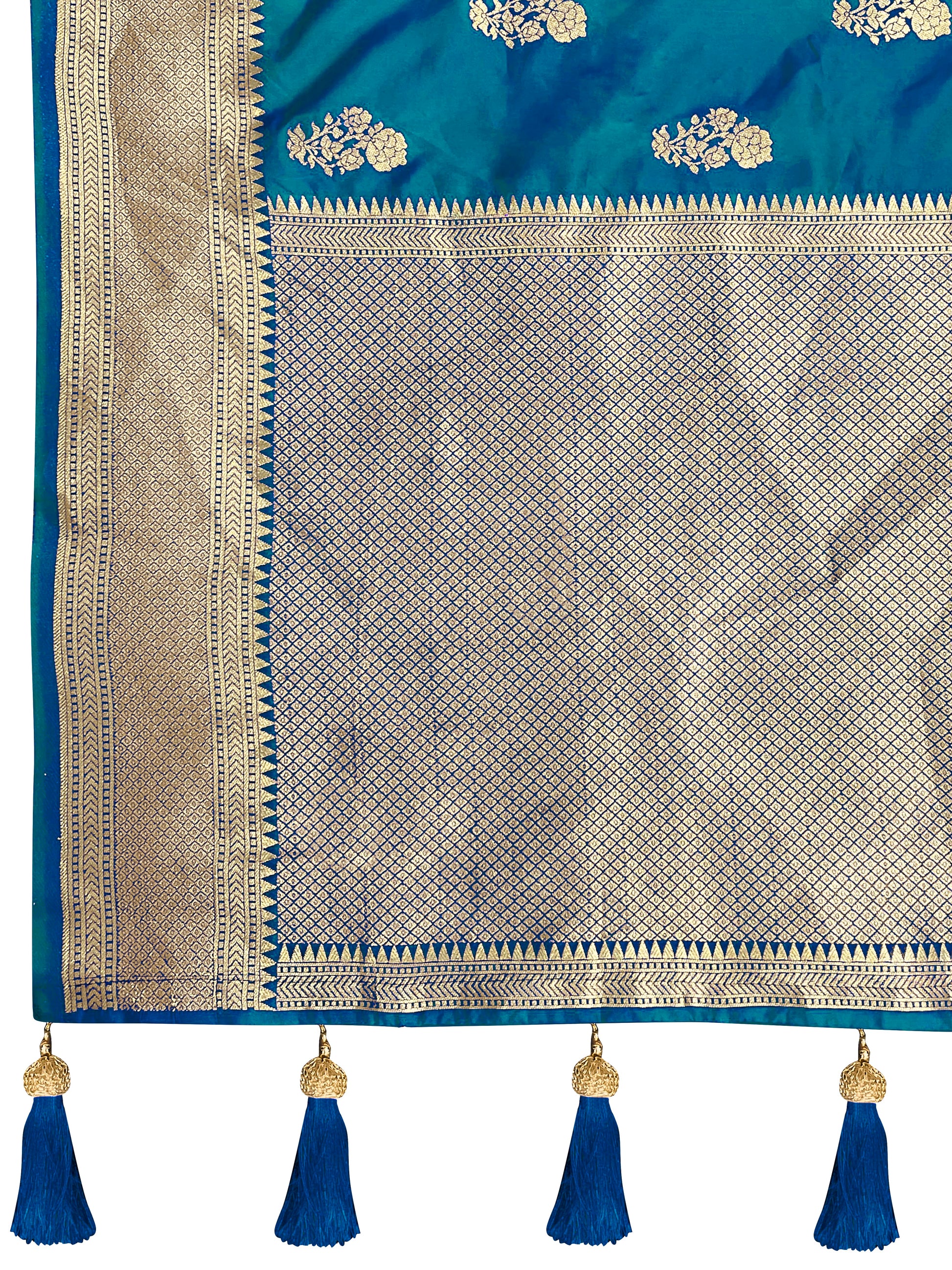 MANOHARI Banarasi Silk Blend Jacquard Work Saree - Blue