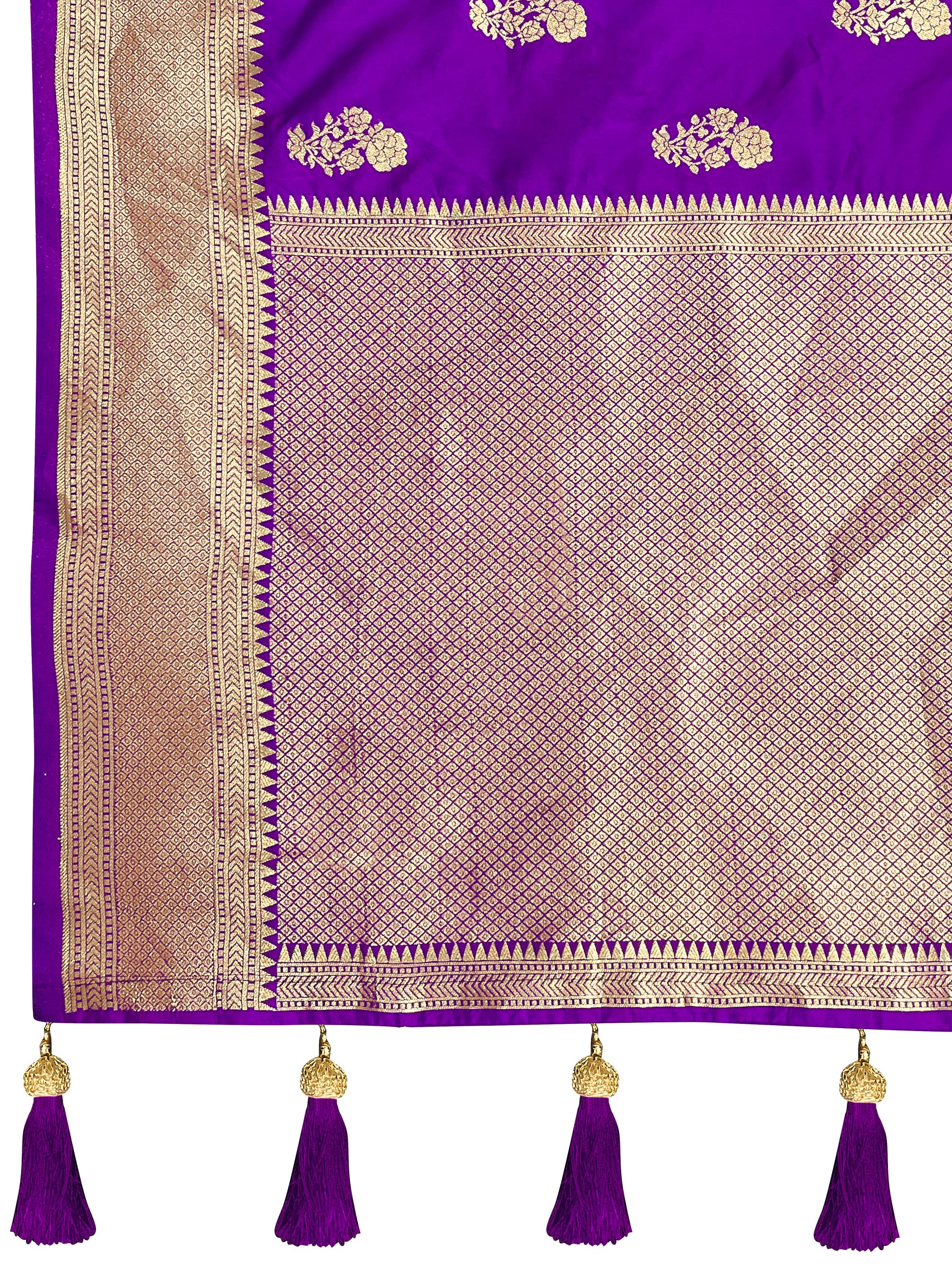 MANOHARI Banarasi Silk Blend Jacquard Work Saree - Purple