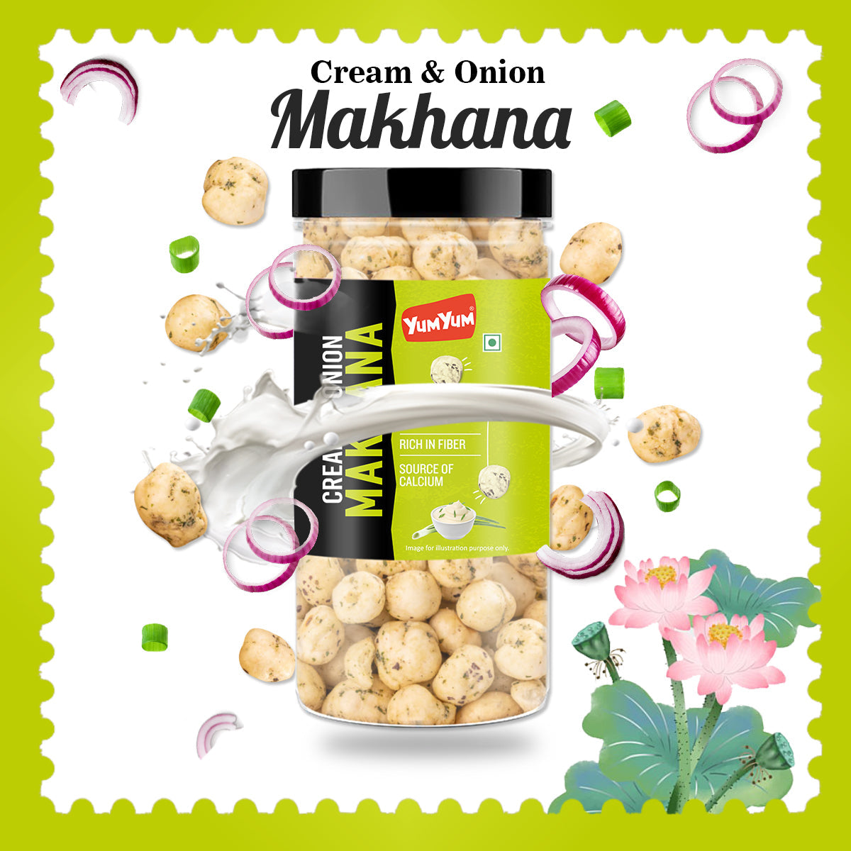 Yum Yum Cream & Onion Makhana Jar  Grab2Buy Yum Yum Grab2Buy