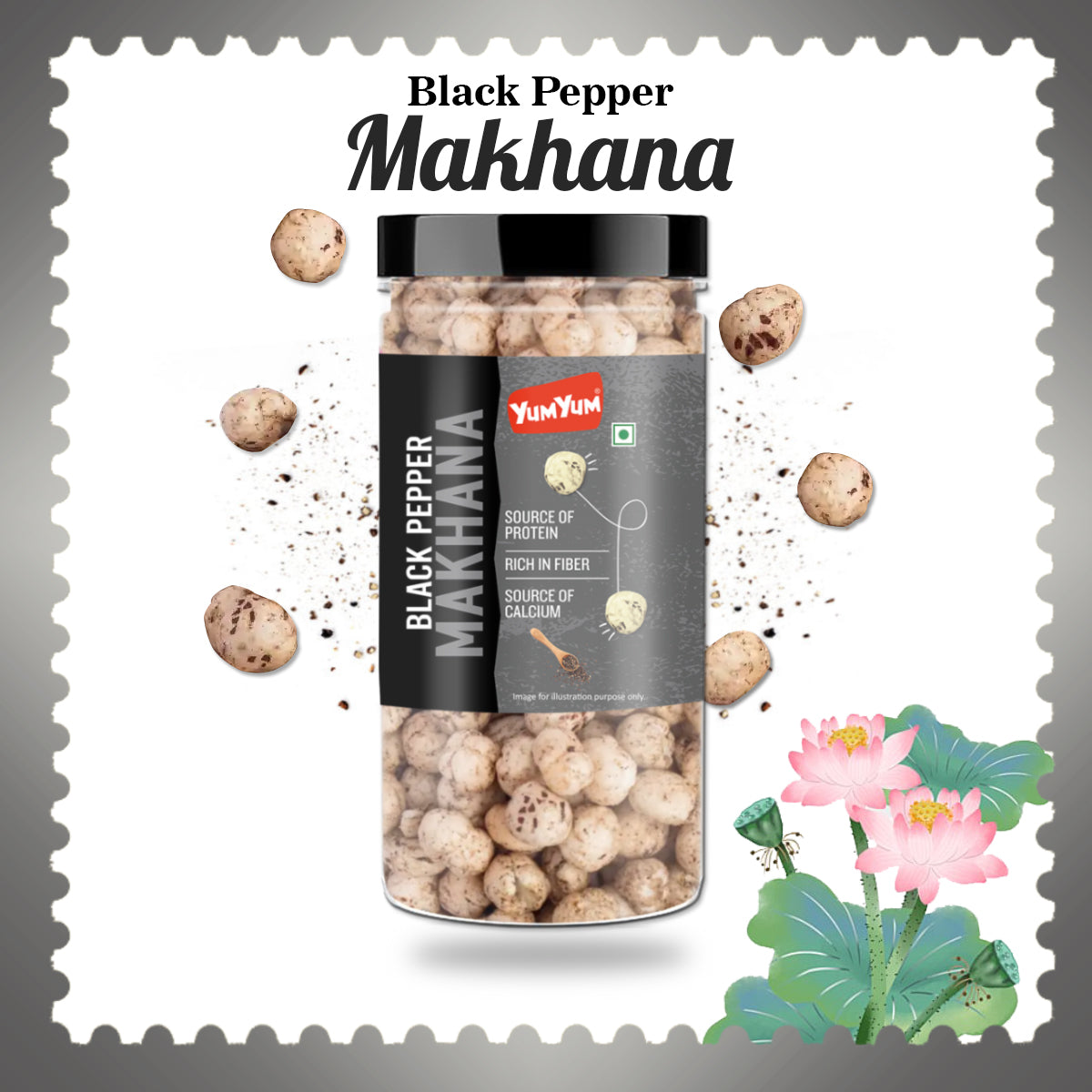 Yum Yum Black Pepper Makhana Jar  Grab2Buy Yum Yum Grab2Buy