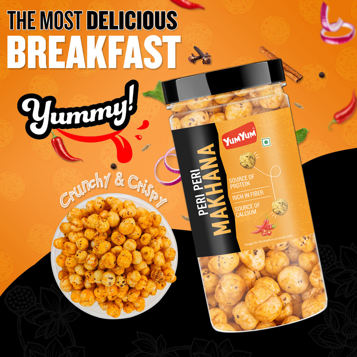 Yum Yum Peri Peri Makhana Jar  Grab2Buy Yum Yum Grab2Buy