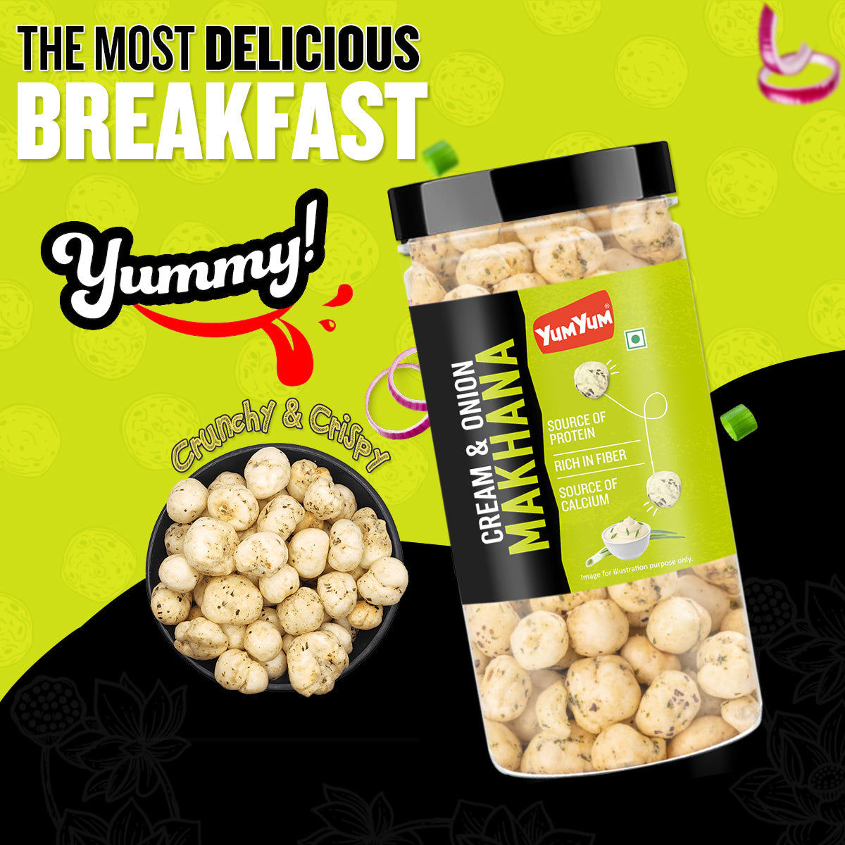 Yum Yum Cream & Onion Makhana Jar  Grab2Buy Yum Yum Grab2Buy