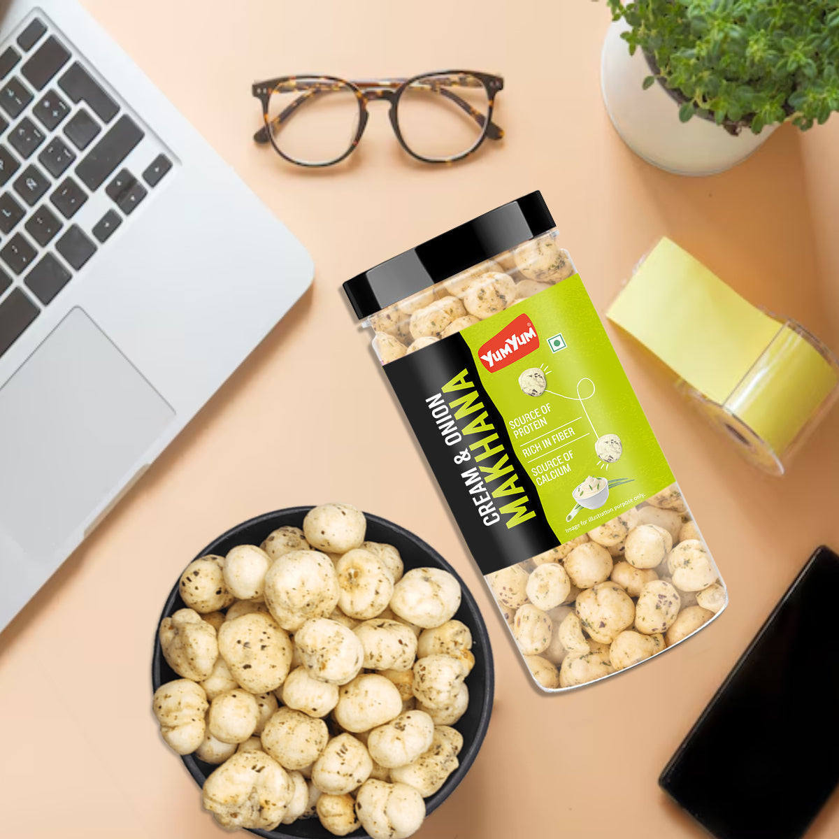 Yum Yum Cream & Onion Makhana Jar  Grab2Buy Yum Yum Grab2Buy