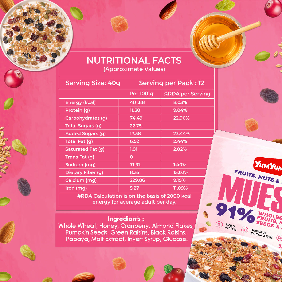 Yum Yum Fruits, Nuts & Seeds Honey Muesli Box  Grab2Buy Yum Yum Grab2Buy