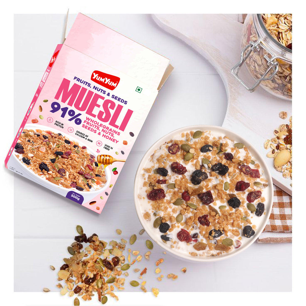 Yum Yum Fruits, Nuts & Seeds Honey Muesli Box  Grab2Buy Yum Yum Grab2Buy