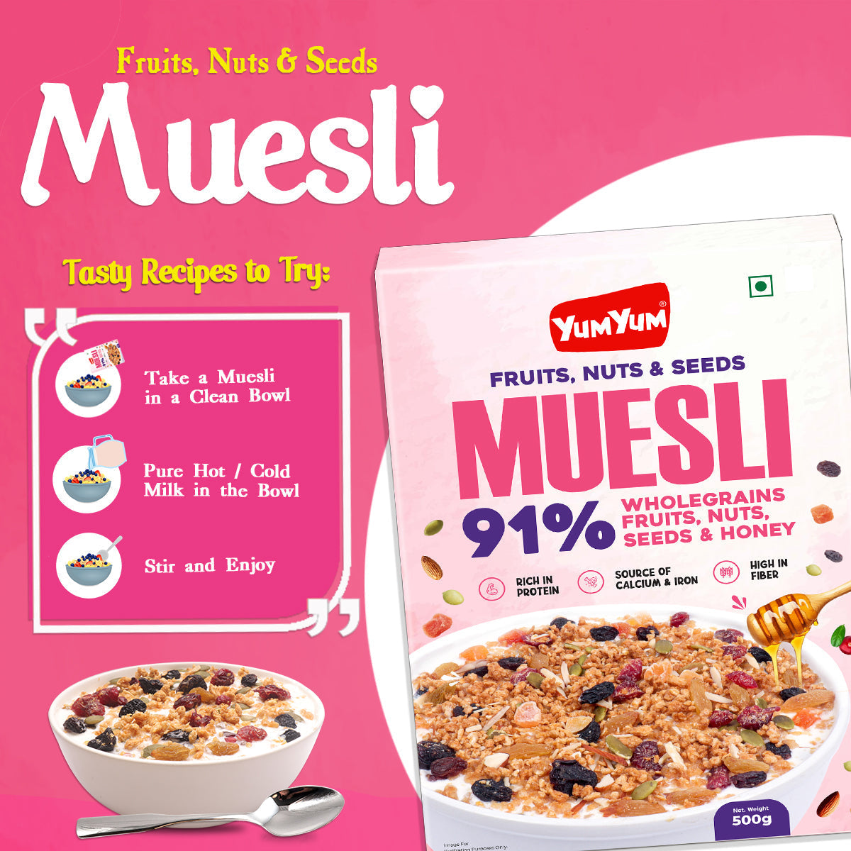 Yum Yum Fruits, Nuts & Seeds Honey Muesli Box  Grab2Buy Yum Yum Grab2Buy