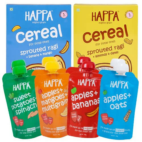 Happa Organic Baby Food, Fruit Puree and Cereal Combo - Grab2buy