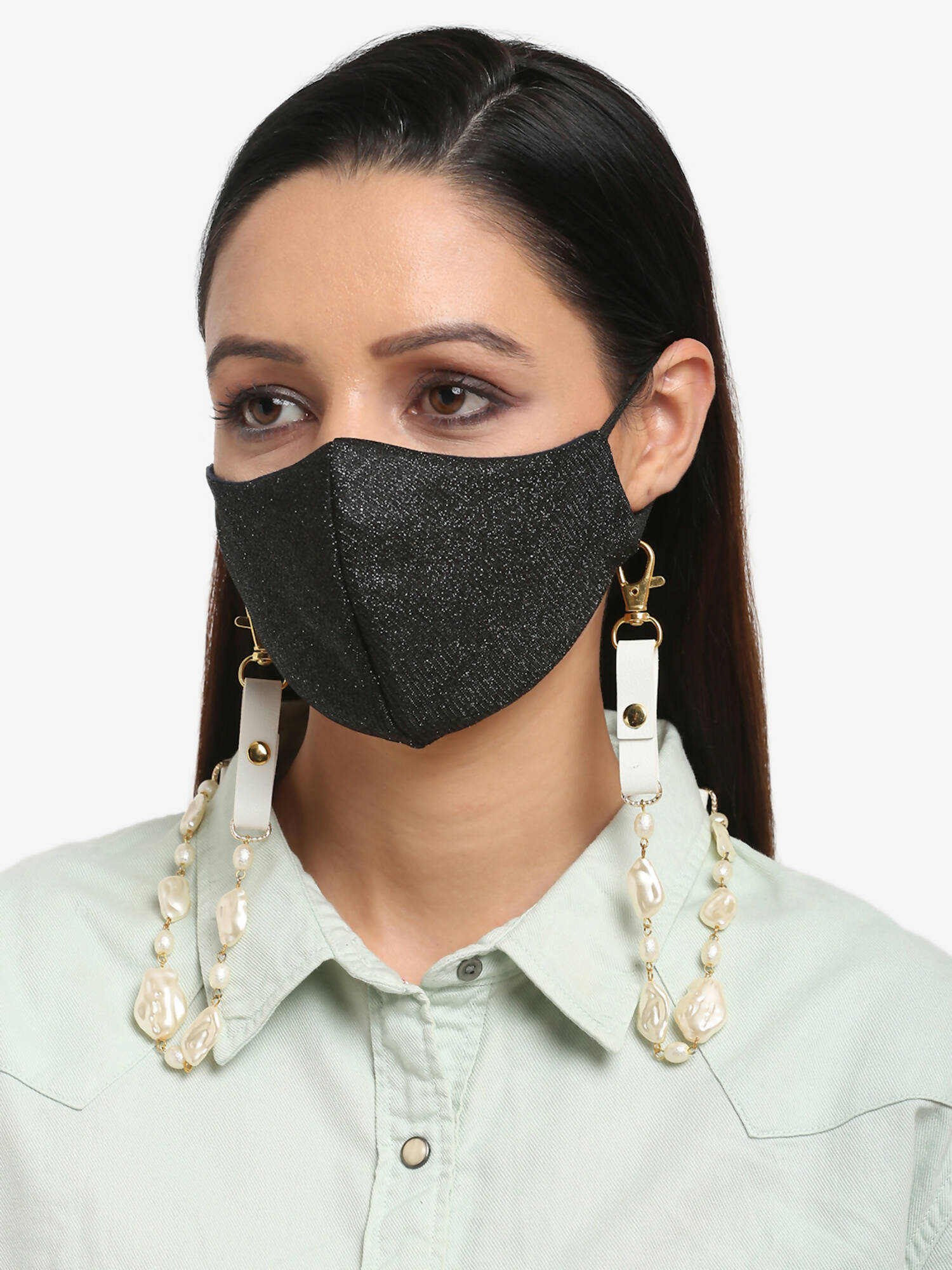 Women's White Mother Of Pearl Mask Chain - Ruby Raang  Grab2Buy Ruby Raang Grab2Buy