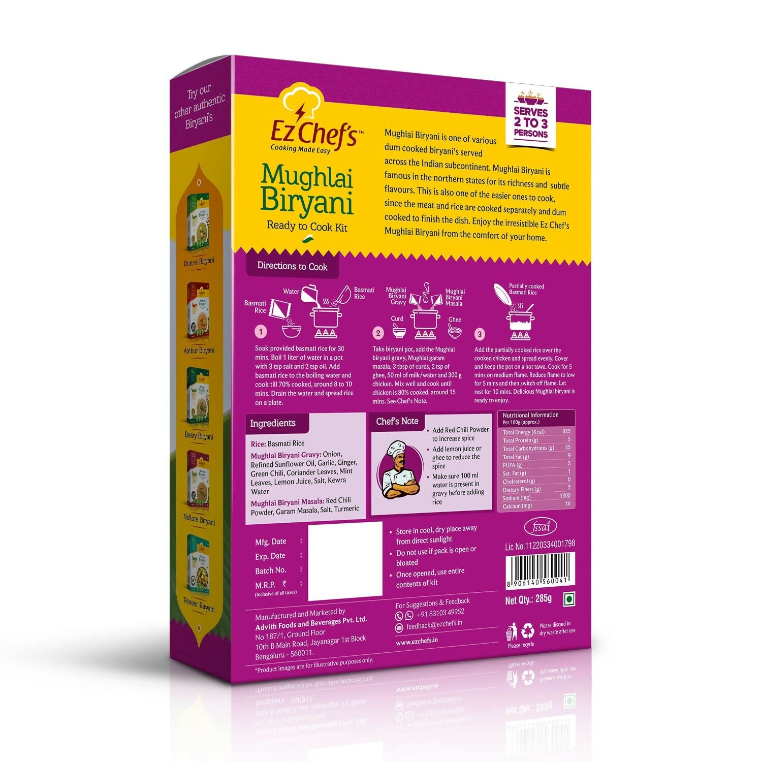 Ez Chef's Mughlai Biryani Kit - Lucknow's Famous Biryani - Grab2buy
