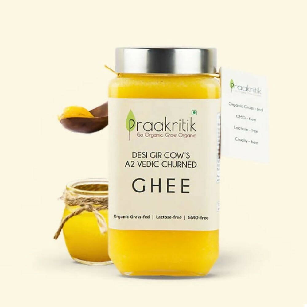 Praakritik Natural Desi Gir Cow A2 Ghee | Organic Grassfed - Vegetarian GMO Free Lactose Free - Cow Ghee 