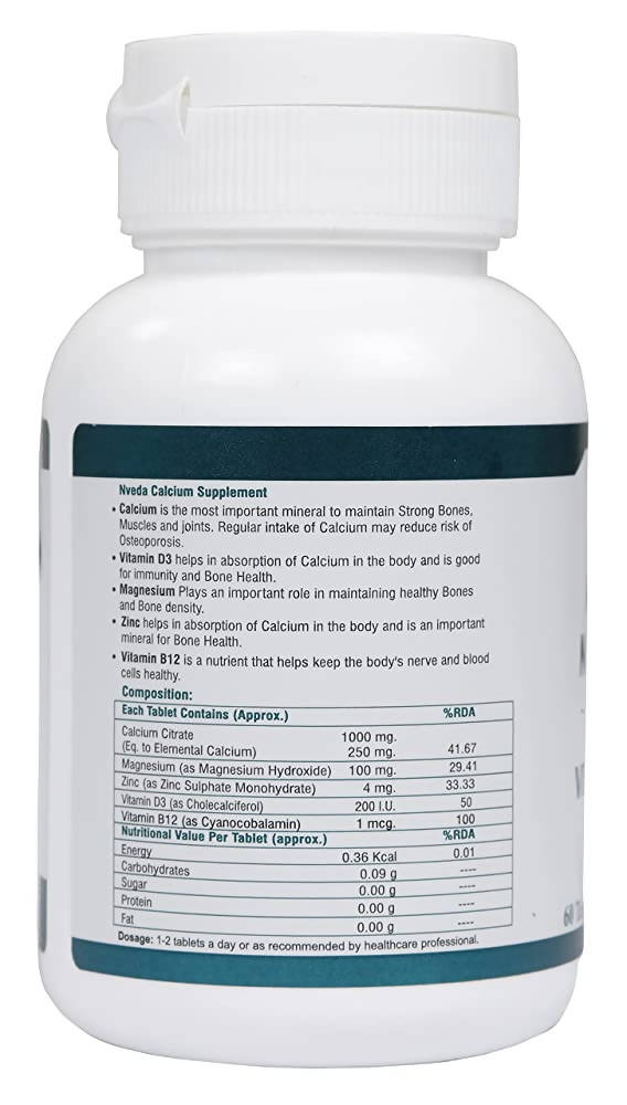 Nveda Calcium Magnesium Zinc Vitamin D3 & B12 Tablets 