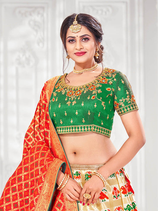 Myra Multicolour Jaquard Silk Designer Lehenga