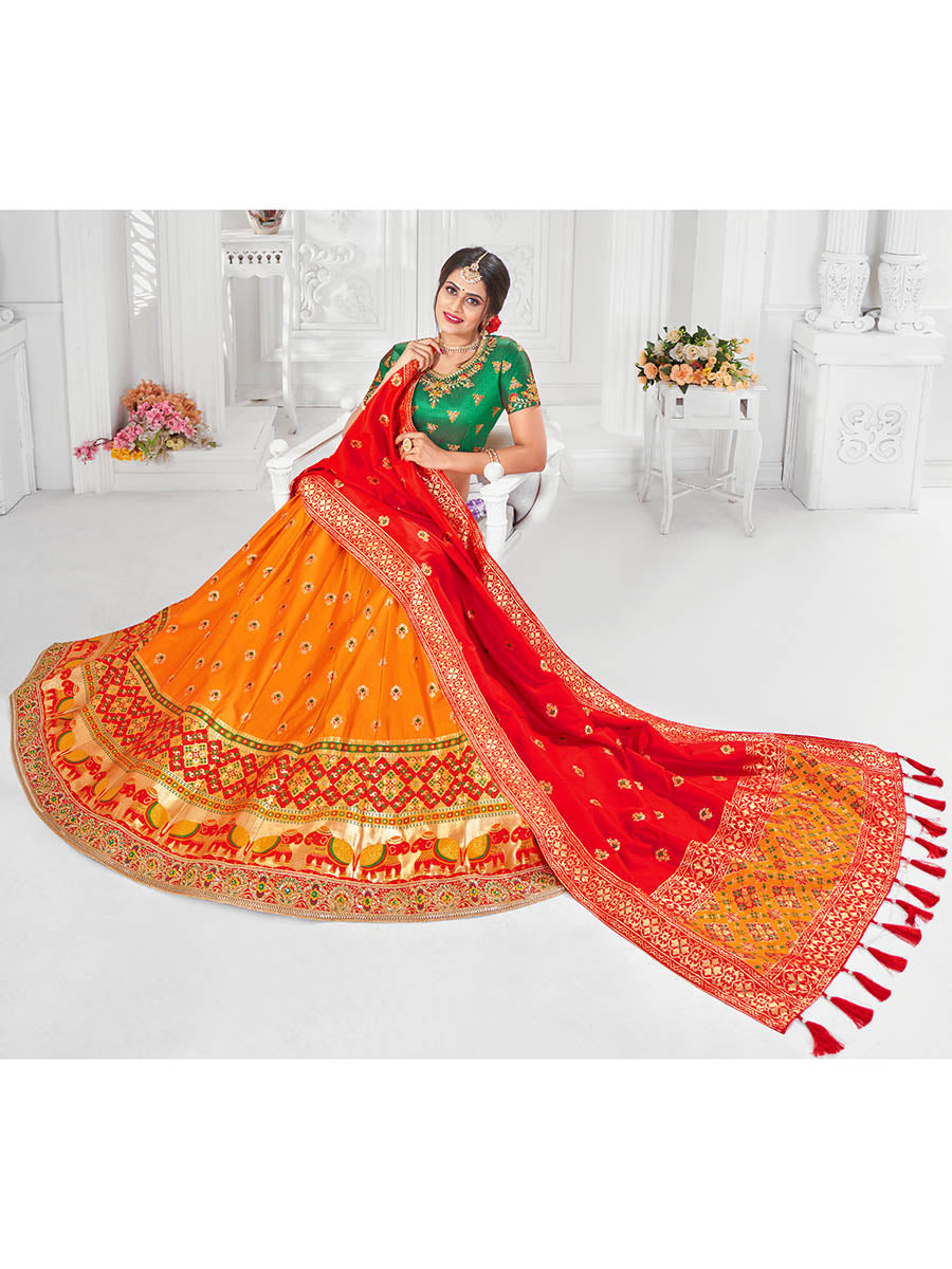 Myra Multicolour Jaquard Silk Designer Lehenga For Girls