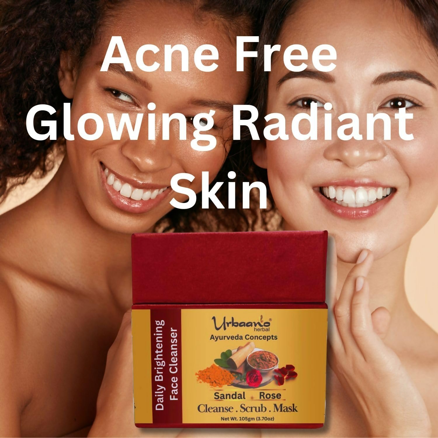 Urbaano Herbal Ayurveda Concepts Face Brightening Cleanser, Scrub, Mask 3-in-1 Instant Glow  Grab2Buy Urbaano Herbal Grab2Buy