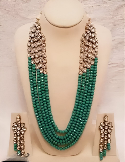Jewel City Luxury Kundan Mint Crystal Statement Necklace Set | Traditional Indian Wedding Jewelry | Grab2Buy