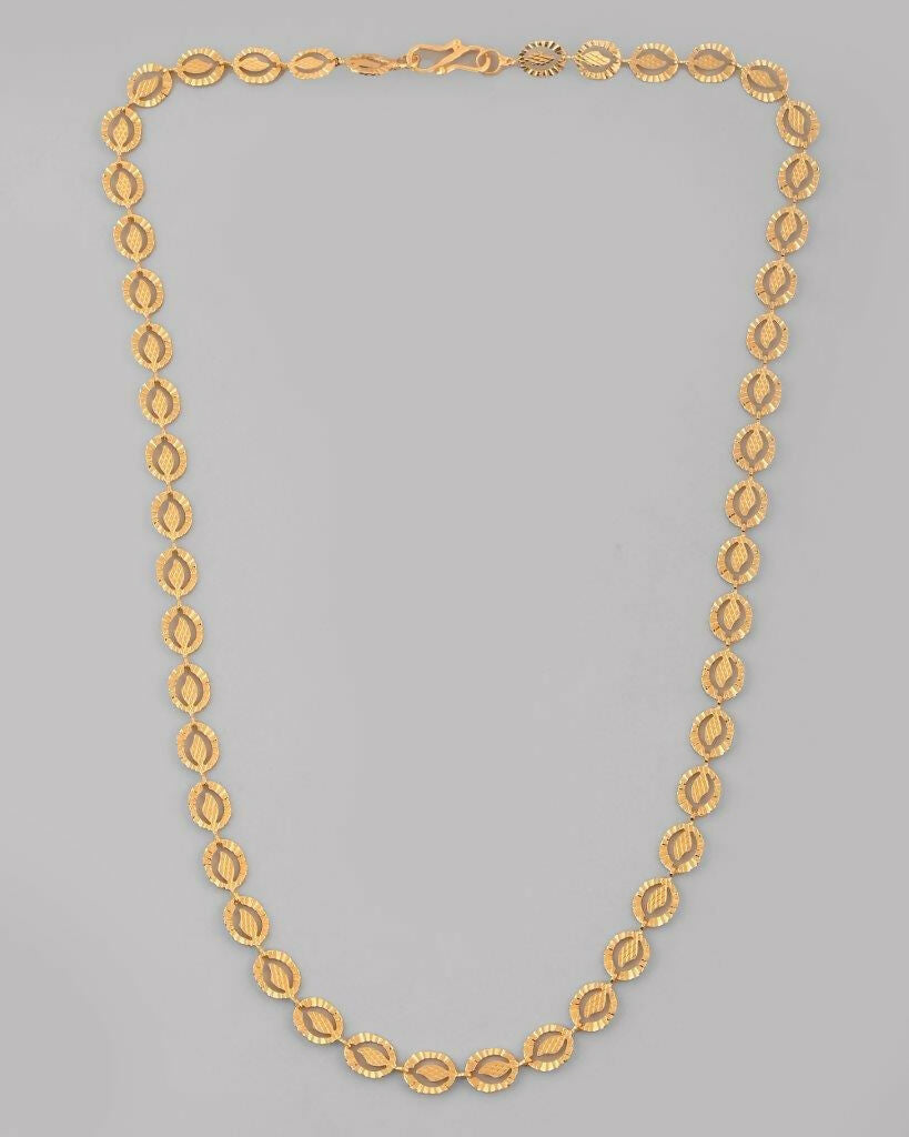 VOJ Women Gold-Polished Self Designed Oval Shaped Chain 