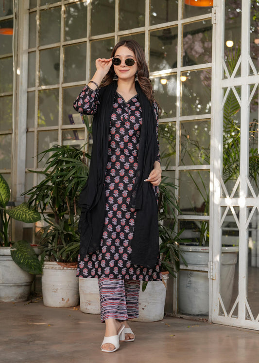 The52 Women's Printed Pure Cotton Fabric Straight Kurta, Pant and Dupatta Set | Grab2Buy