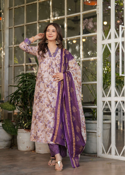Teeya Creation Chiku Color Pure Cotton Digital Print Fully Stitched Kurti Set