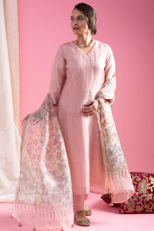 The52 Beautiful Viscose Chanderi Fabric Straight Kurta, Pant and Dupatta Set | Grab2Buy