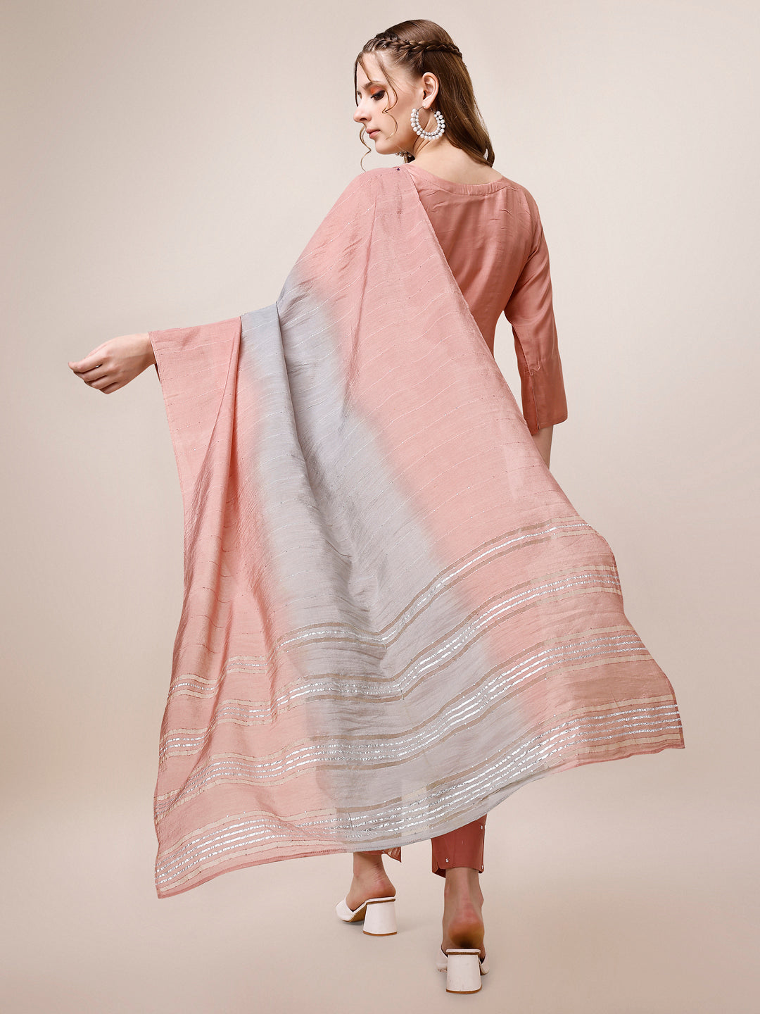 Embroidered Kurta With Pant And Dupatta Set, Multicolor - Hiral Fashion