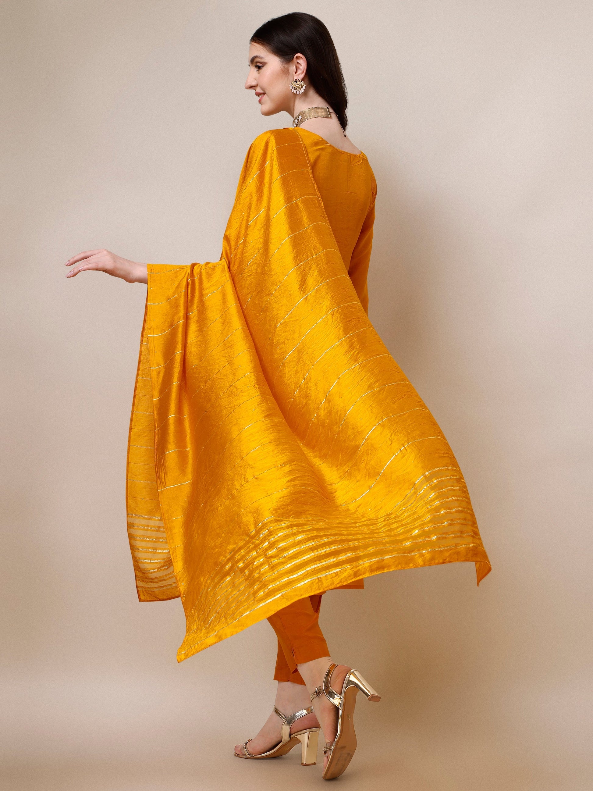 Embroidered Kurta With Pant & Dupatta Set, Multicolor - Hiral Fashion