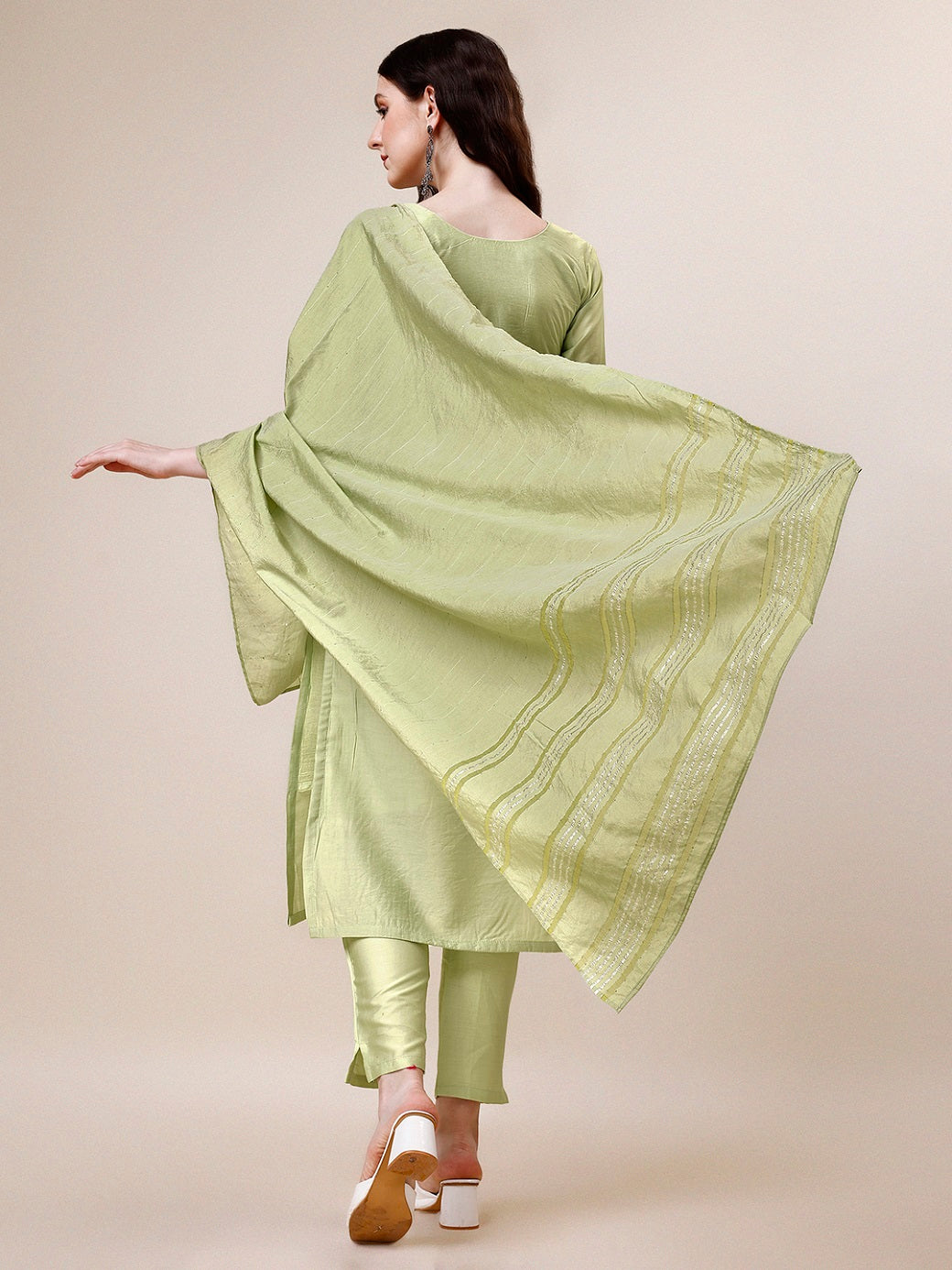 Embroidered Kurta With Pant And Dupatta Set, Multicolor - Hiral Fashion