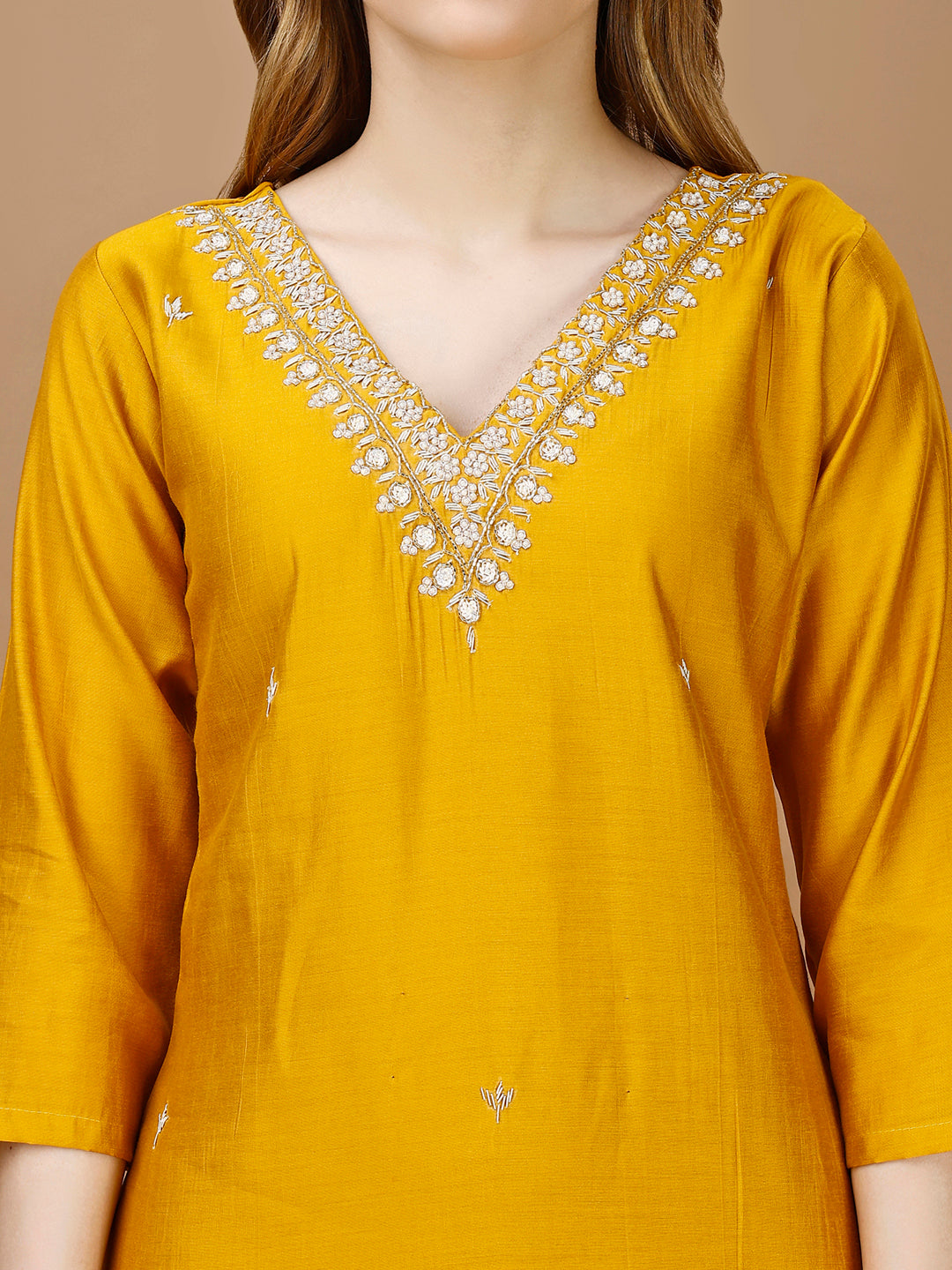 Hand Embroidered Kurta With Pant & Banarasi Dupatta Premium, Multicolor - Hiral Fashion