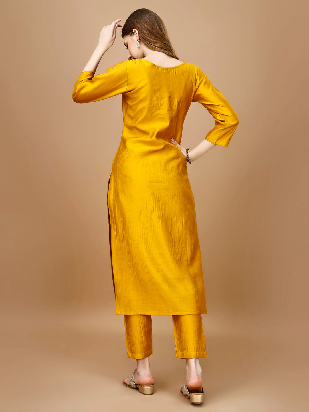 Hand Embroidered Kurta With Pant & Banarasi Dupatta Premium, Multicolor - Hiral Fashion