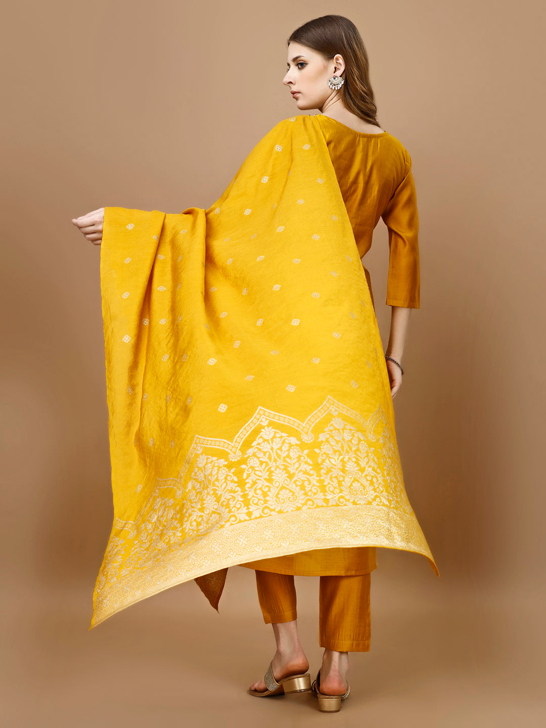 Hand Embroidered Kurta With Pant & Banarasi Dupatta Premium, Multicolor - Hiral Fashion