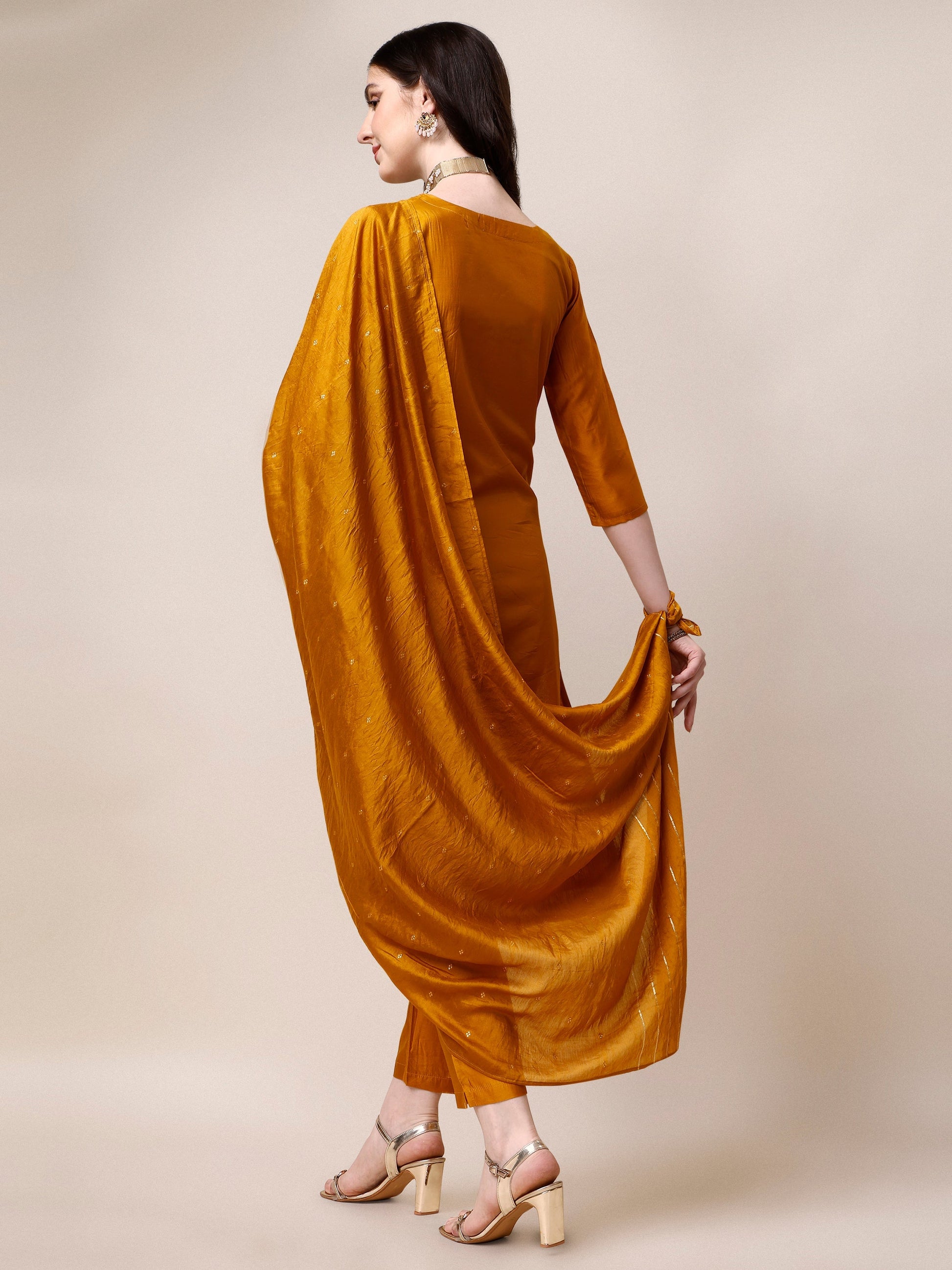 Hand Embroidered Kurta With Pant And Dupatta Set, Multicolor - Hiral Fashion