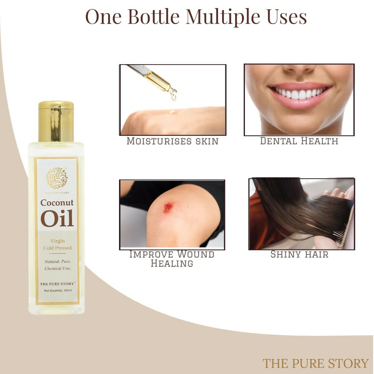 The Pure Story Natural Cold Pressed Coconut Hair Oil  Grab2Buy The Pure Story Grab2Buy