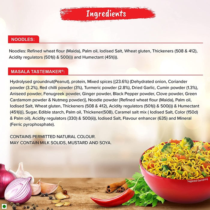 Nestle Maggi 2-Minute Noodles Masala Ingredients