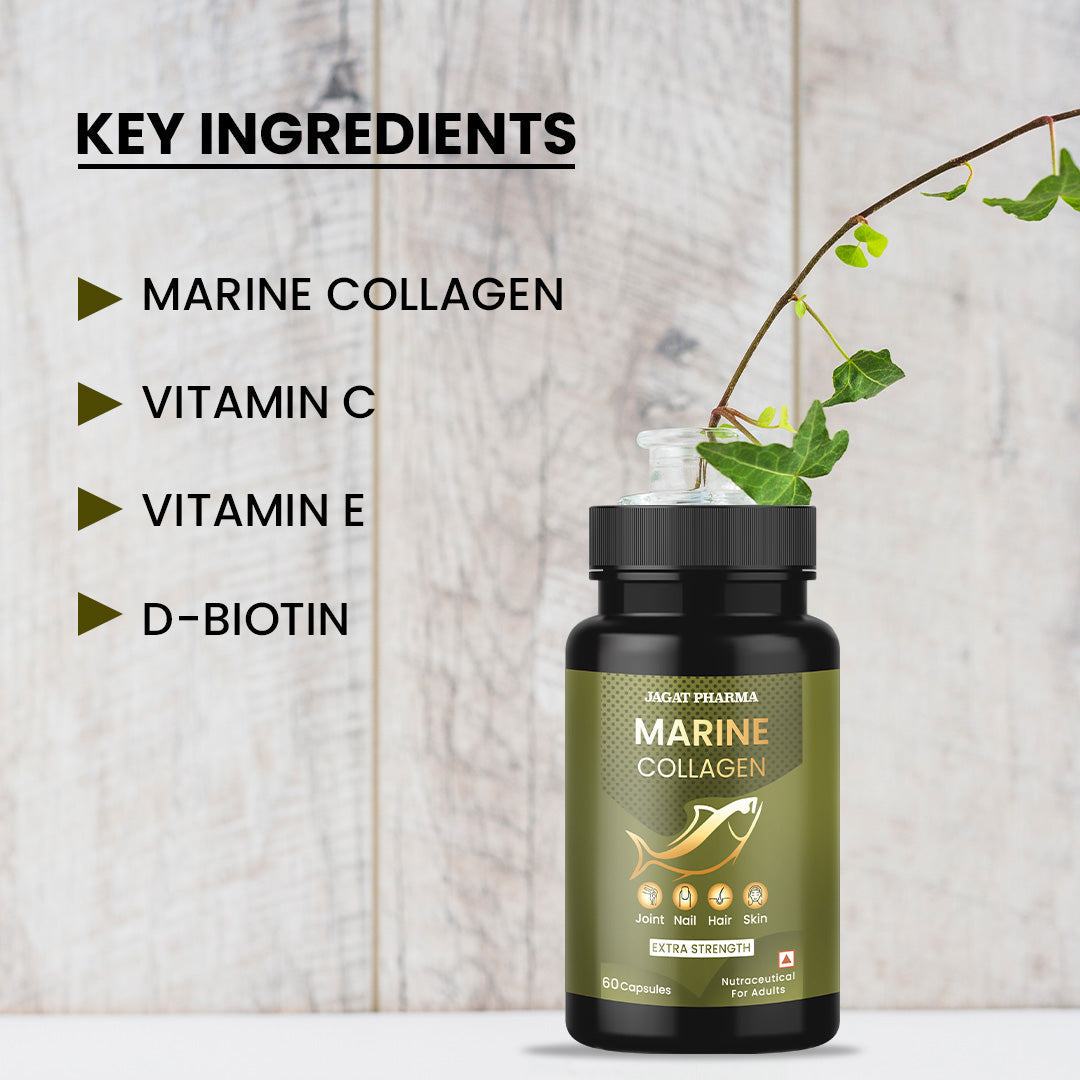 Jagat Pharma Marine Collagen Capsules for Hair, Skin, Joint, Nail, Bones 