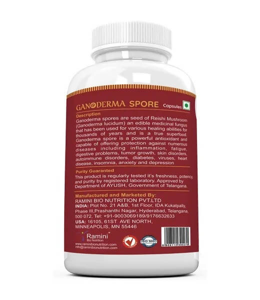 Ramini Bio Nutrition Ganoderma Spore 400mg Veg Capsules - Grab2buy