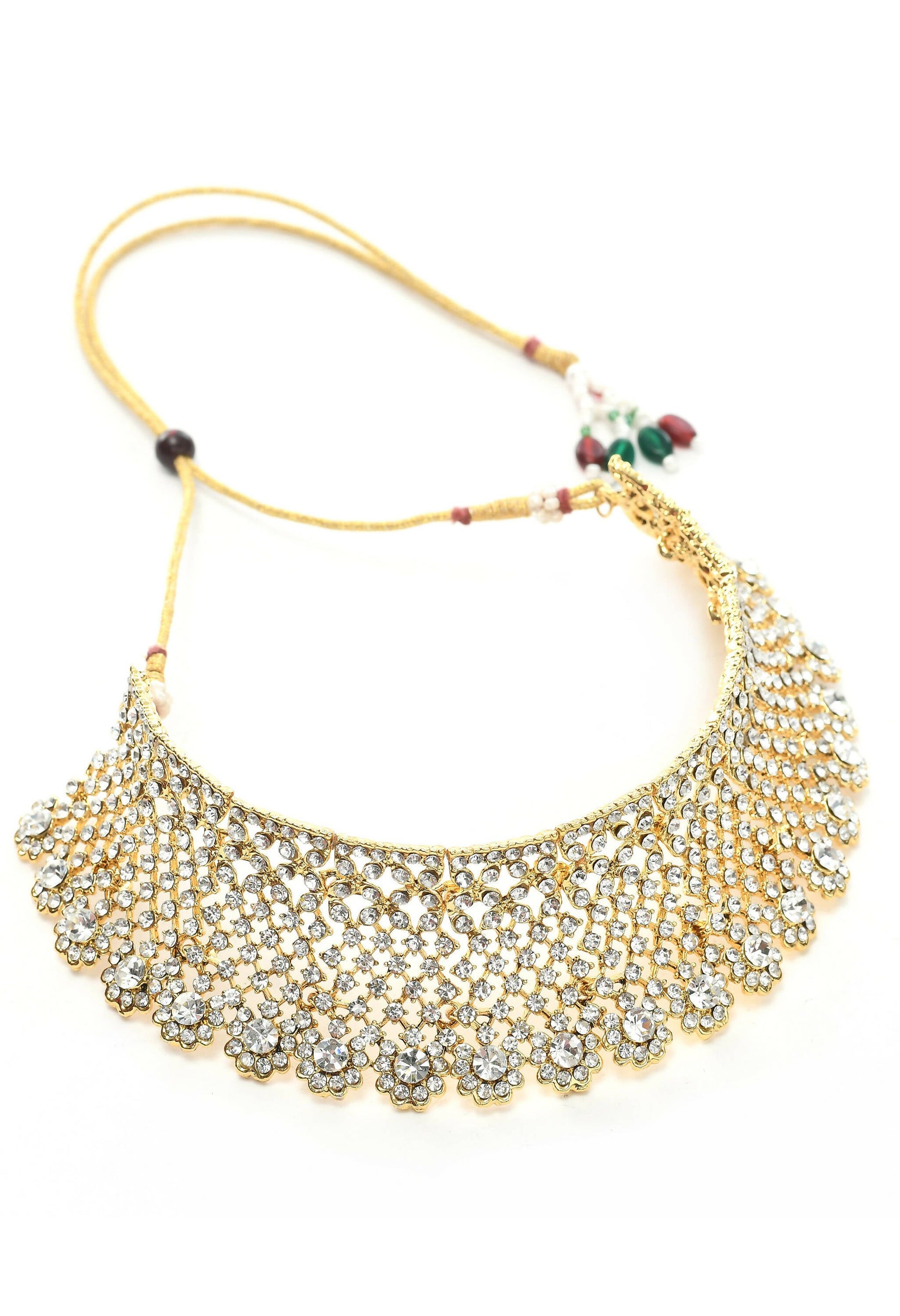 Mominos Fashion Johar Kamal Traditional Rajwadi Design Heavy Golden Colour Necklace Set - Grab2buy