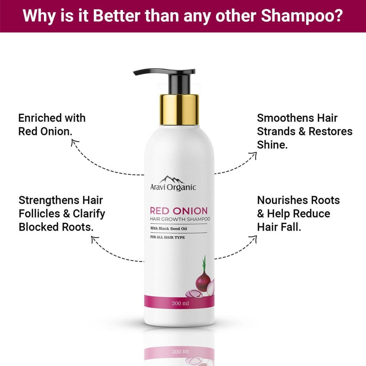 Aravi Organic Onion Hair Shampoo for Hair Growth and Hair Fall Control 