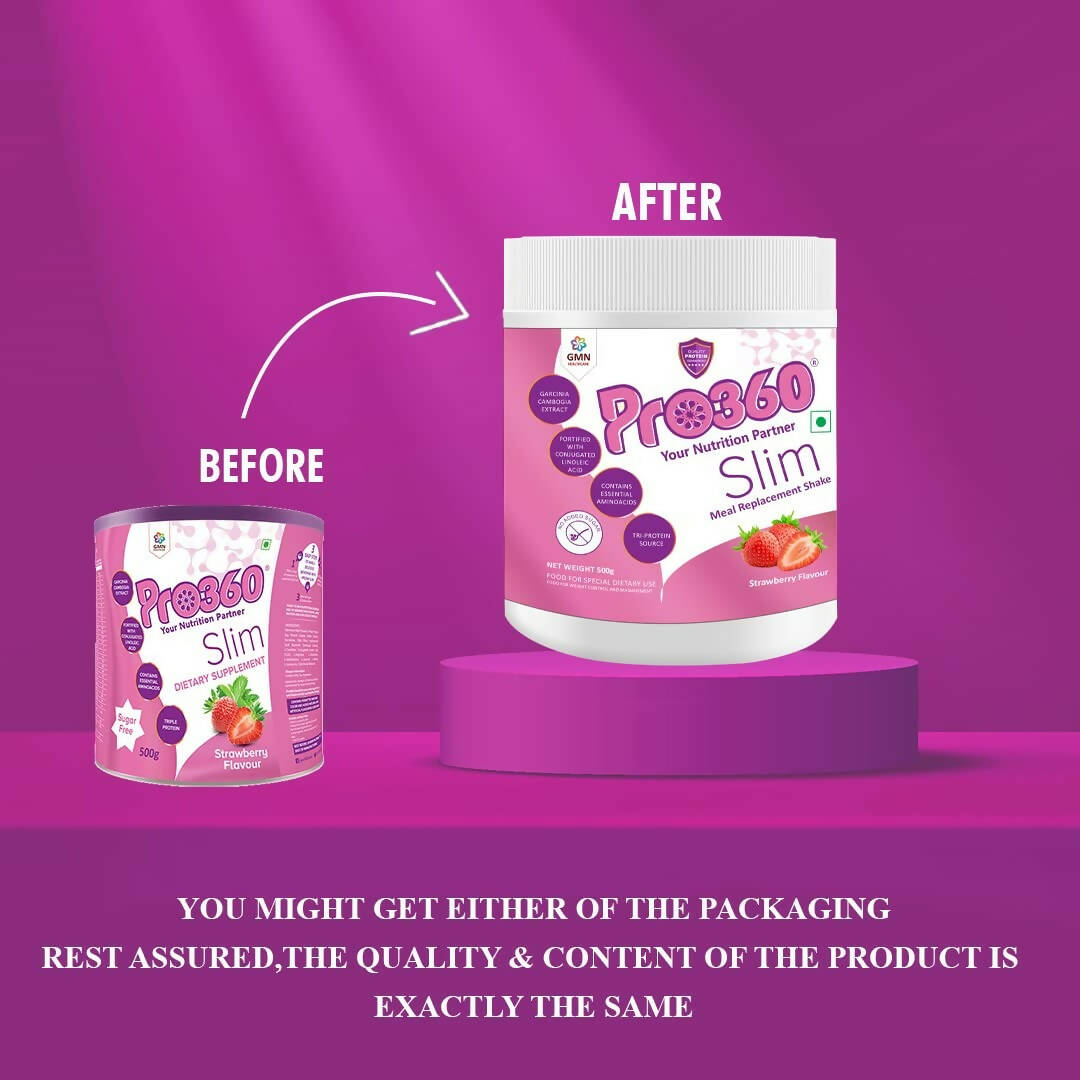 Pro360 Slim Weight Management Meal Replacement Protein Shake (Strawberry Flavour) 