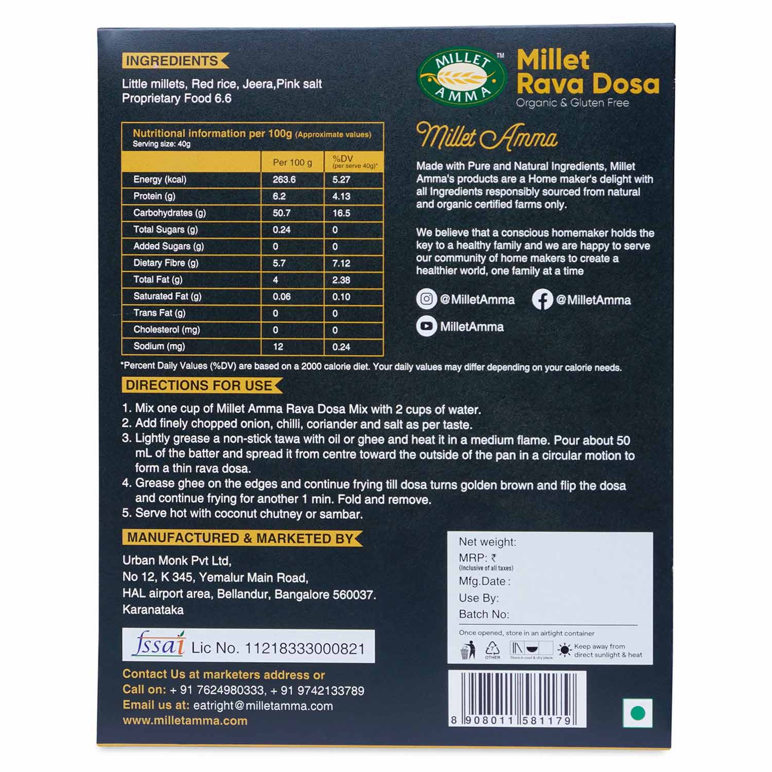 Millet Amma Millet Rava Dosa Mix - Grab2buy