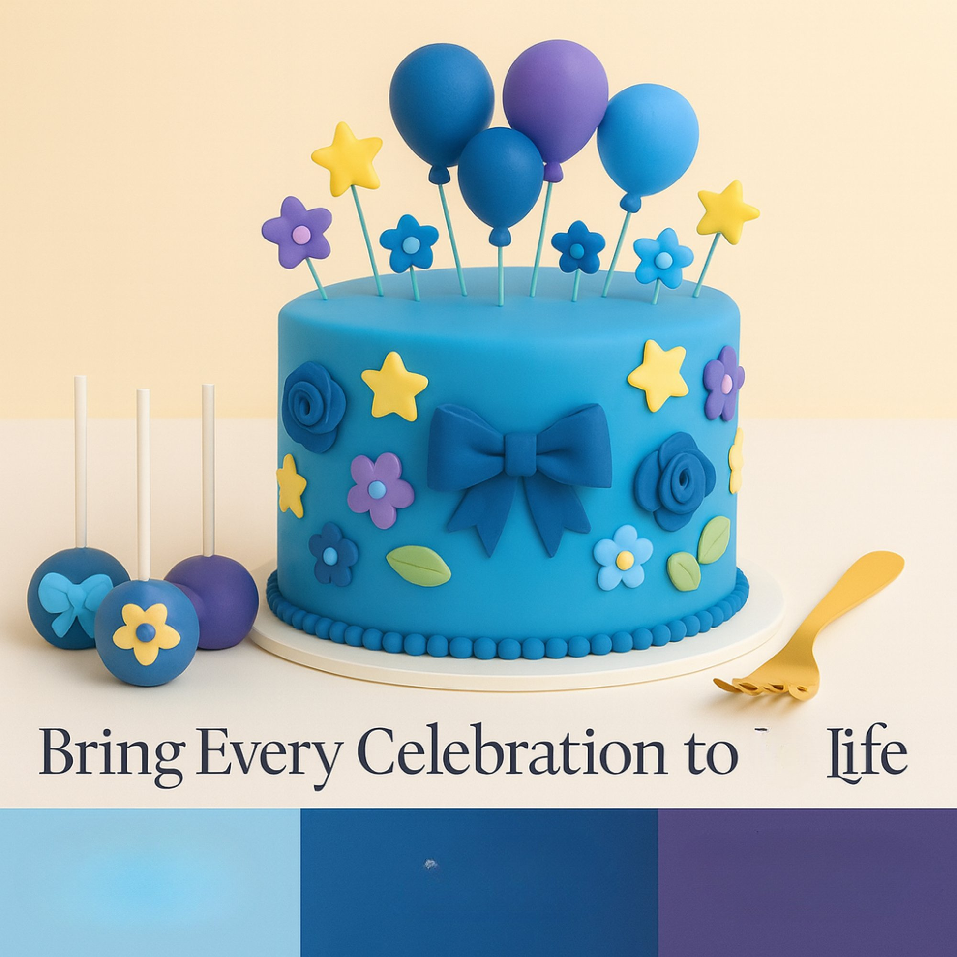 Confect Multipack of Navy Blue, Royal Blue, Electric Purple and Sky Blue Sugarpaste 10