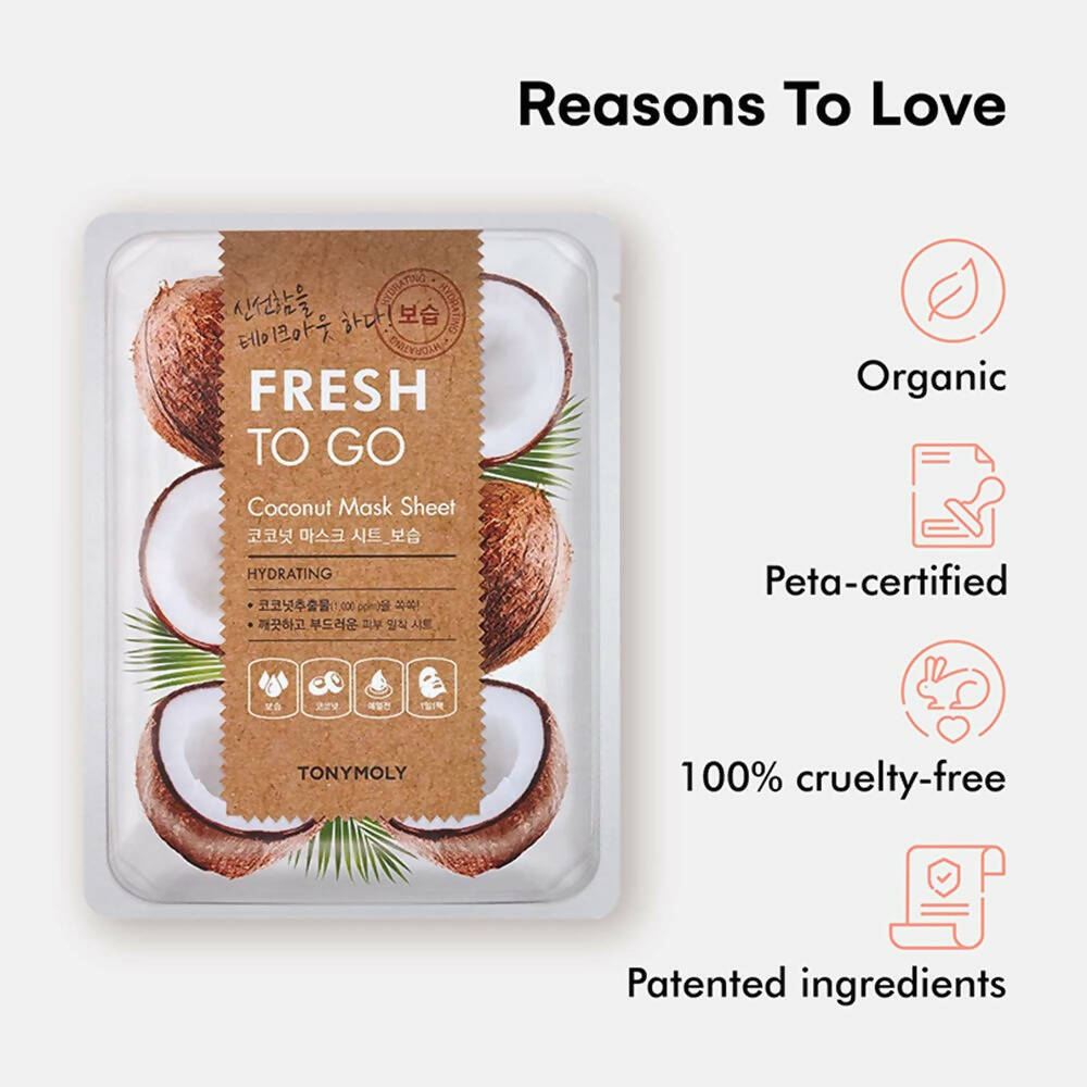 Tonymoly Fresh To Go Coconut Mask Sheet Hydrating - Korean Skincare 