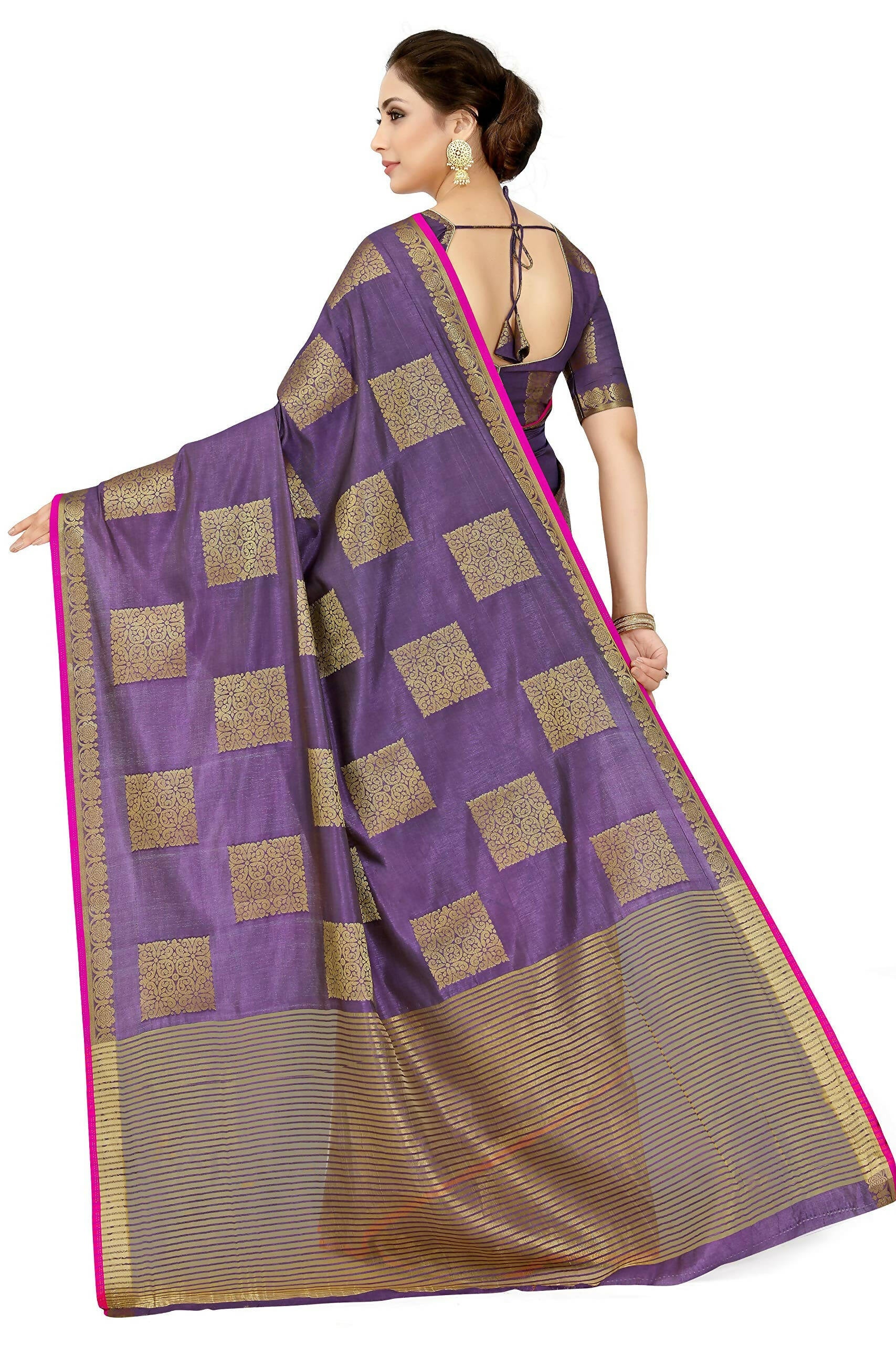 Mimosa Women's Kanchipuram Tussar Silk Purple Saree
